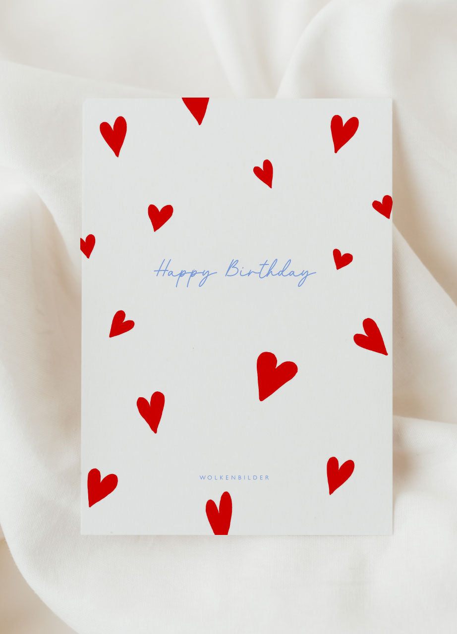 Postkarte No. 287 "HAPPY BIRTHDAY - RED HEARTS"