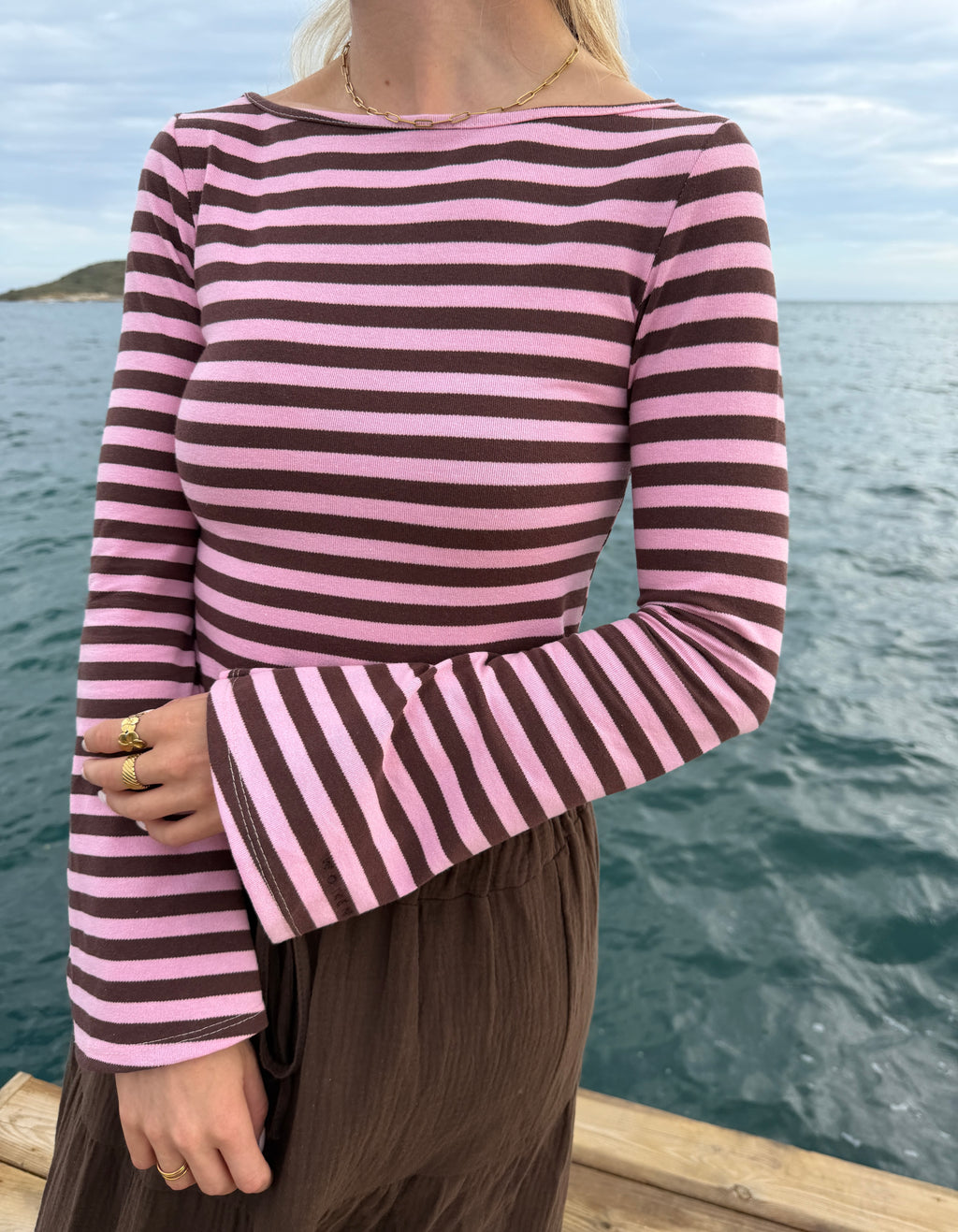 Longsleeve "BLAIRE" Braun/Rosa
