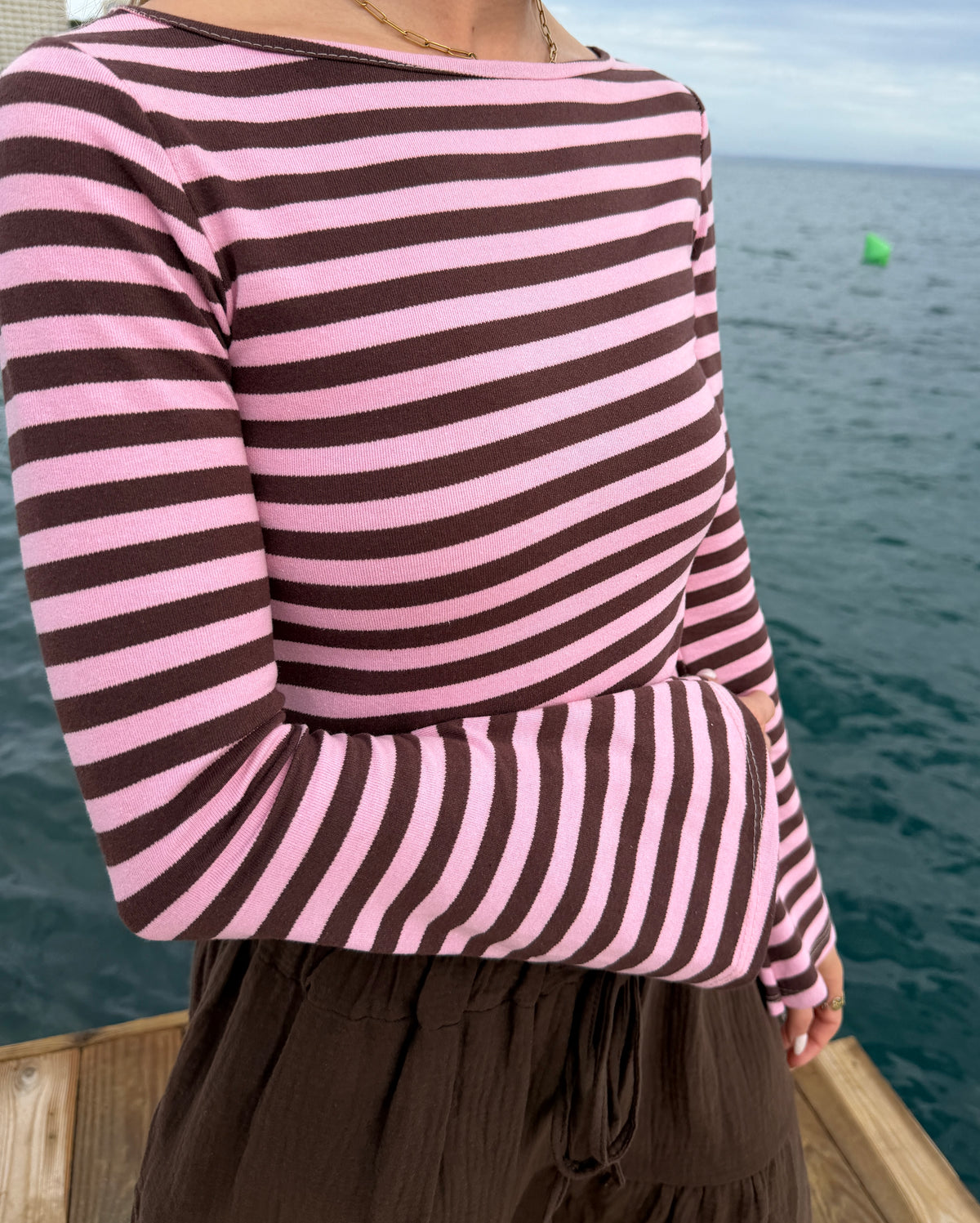 Longsleeve "BLAIRE" Braun/Rosa