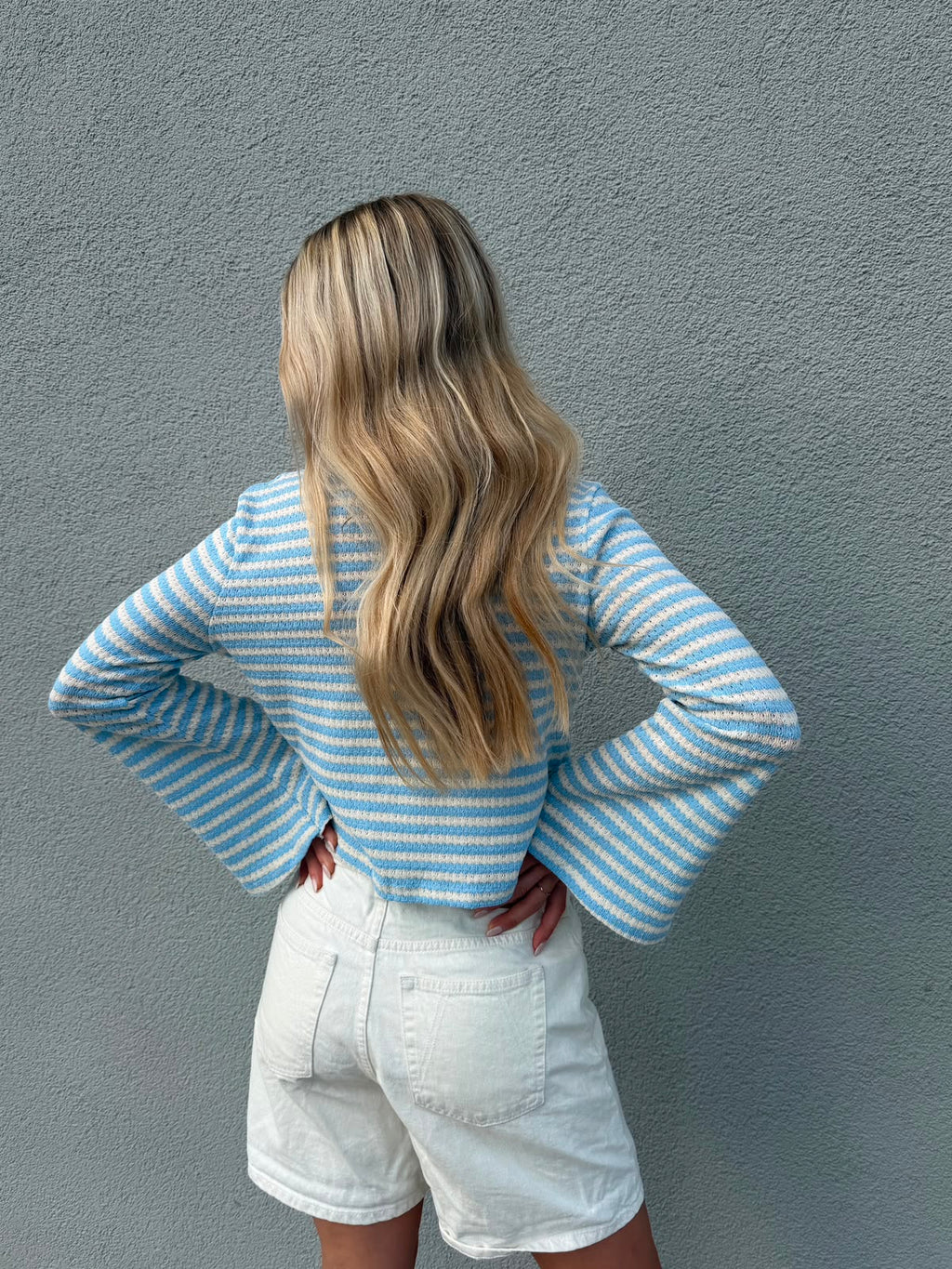 Cardigan "LINA" blue/white