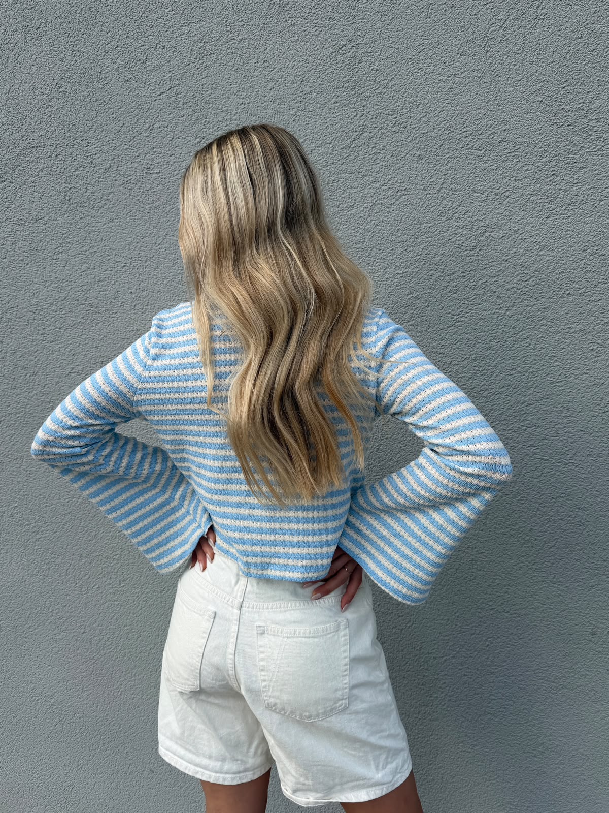 Cardigan "LINA" blue/white
