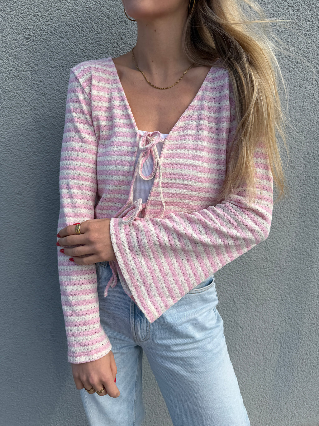 Cardigan "LINA" pink/cream