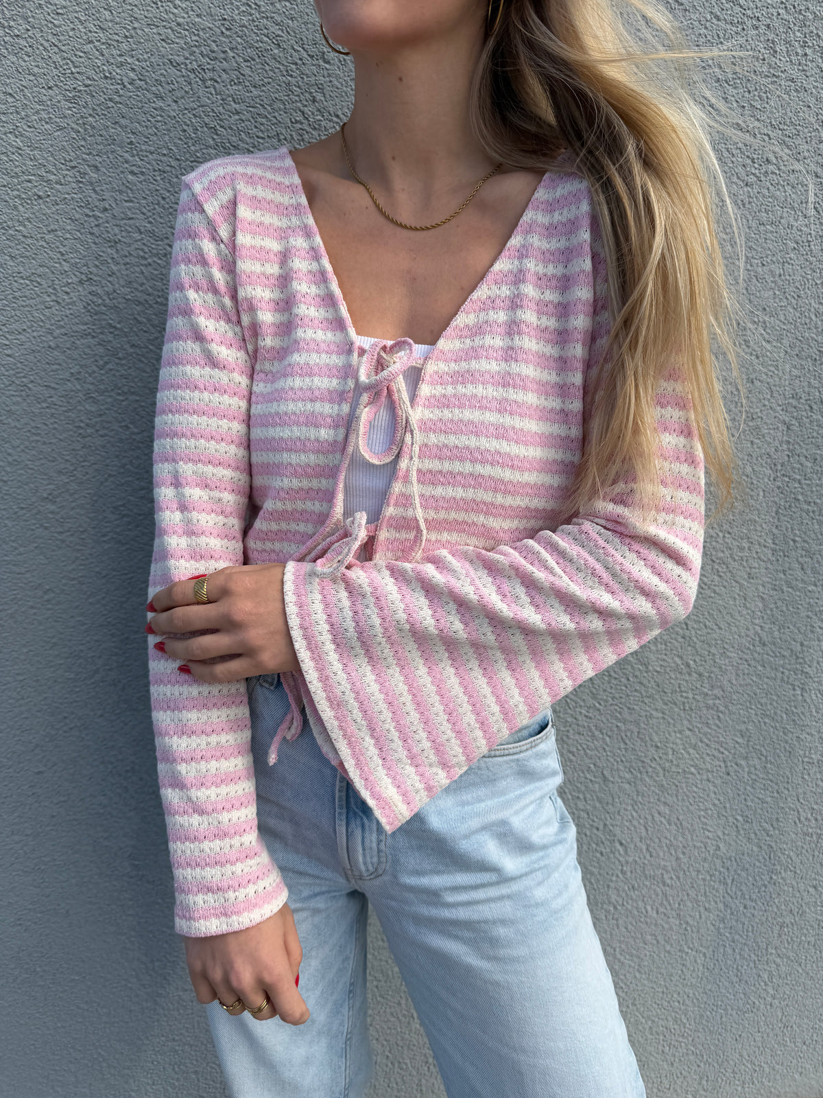 Cardigan "LINA" pink/cream