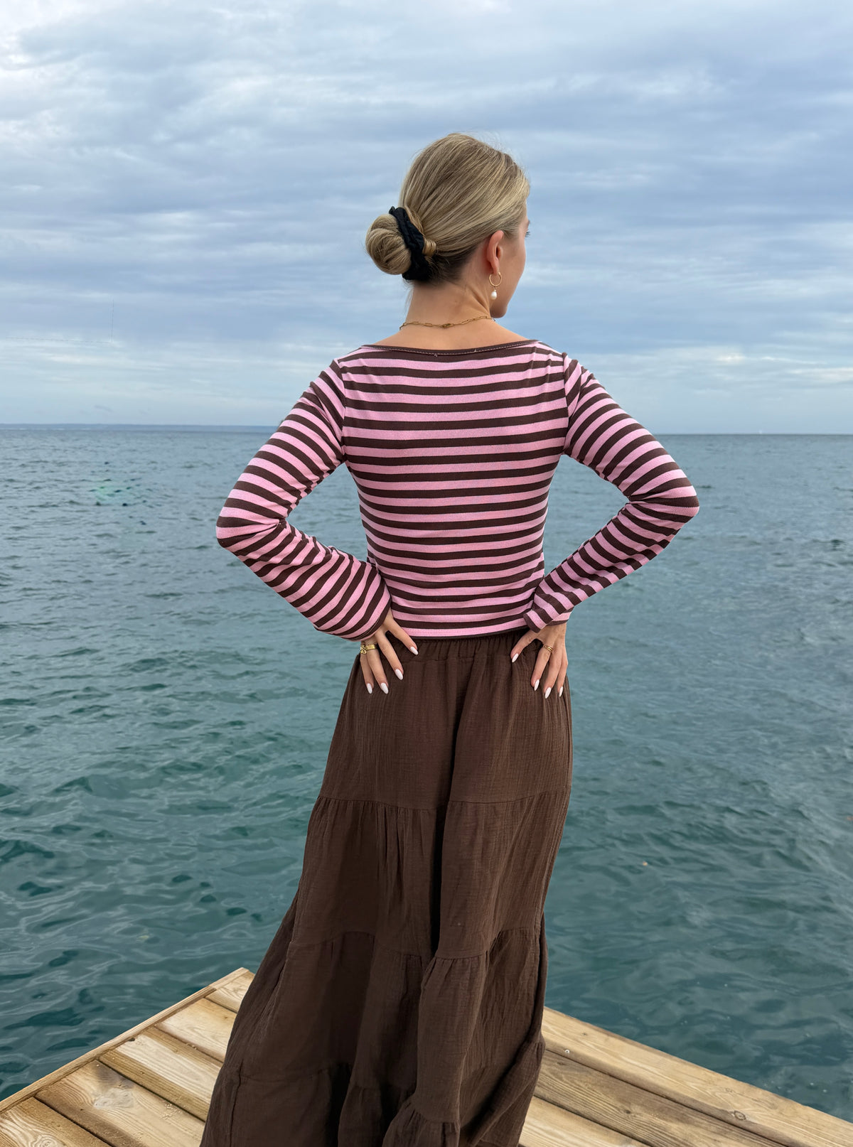 Longsleeve "BLAIRE" Braun/Rosa