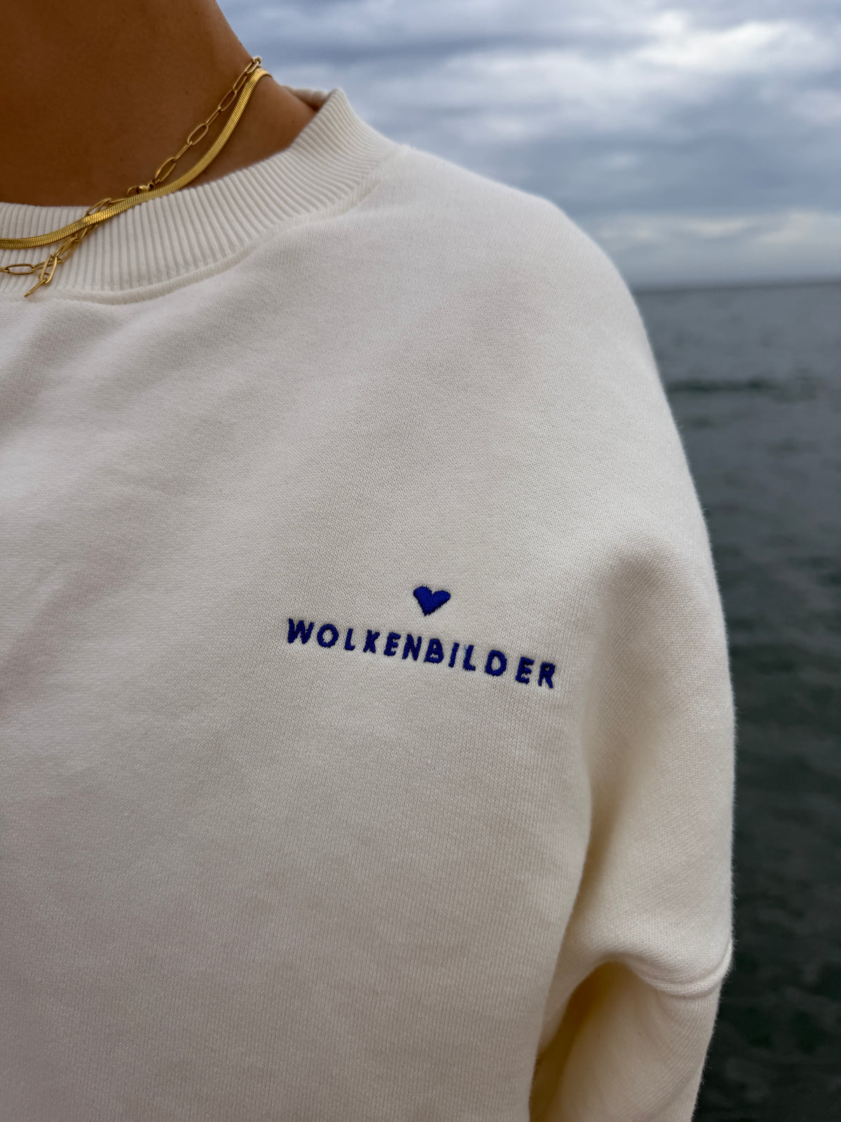 Sweater "More Amore" creme / blue