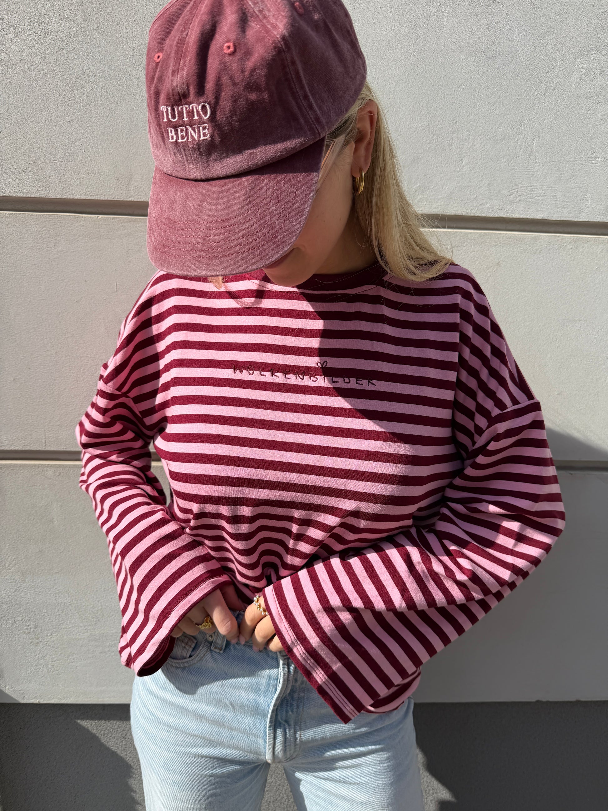 Oversized longsleeve stripes (burgundy / pink)