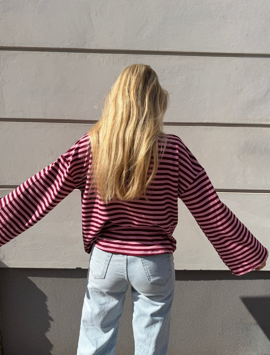 Oversized longsleeve stripes (burgundy / pink)
