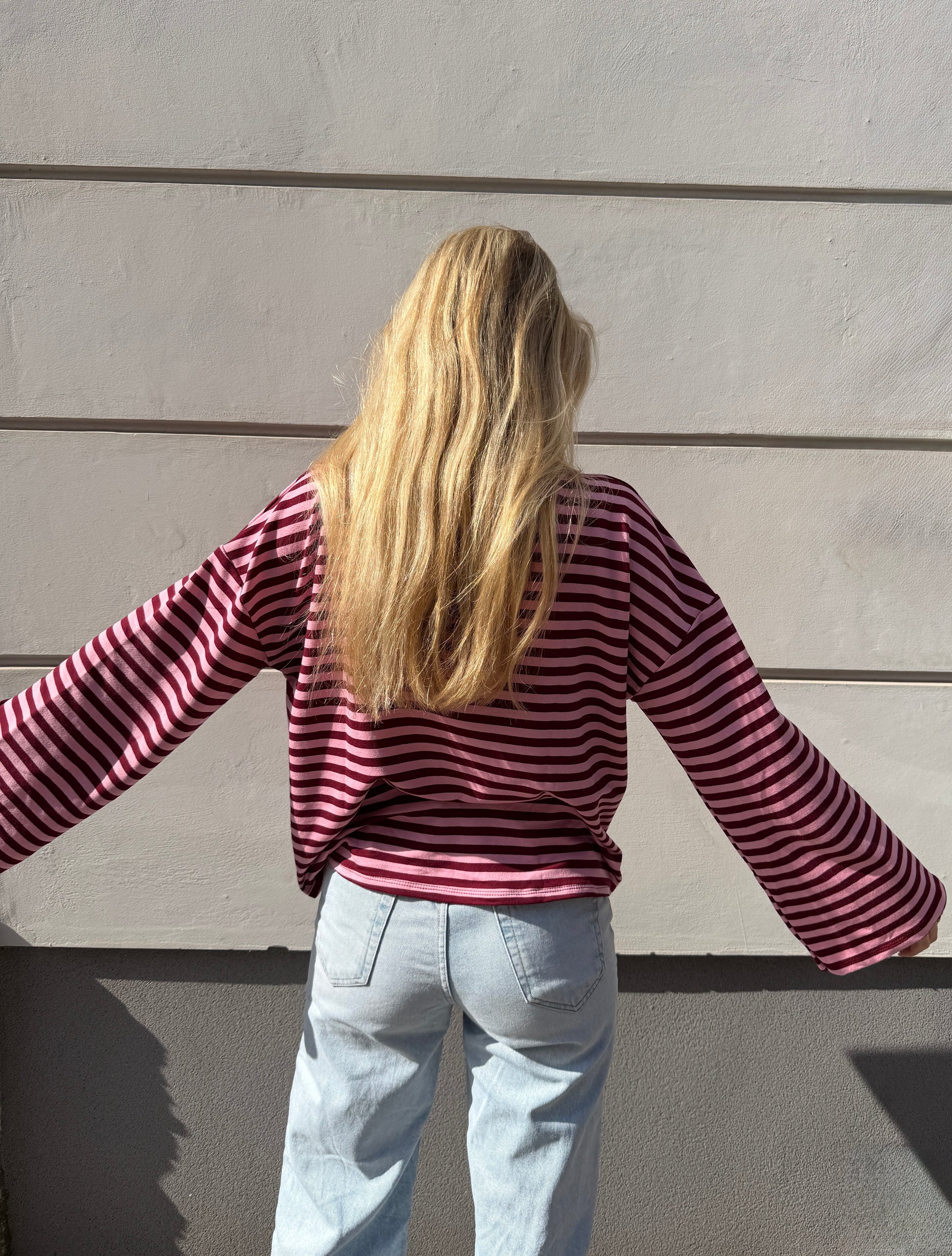 Oversized longsleeve stripes (burgundy / pink)