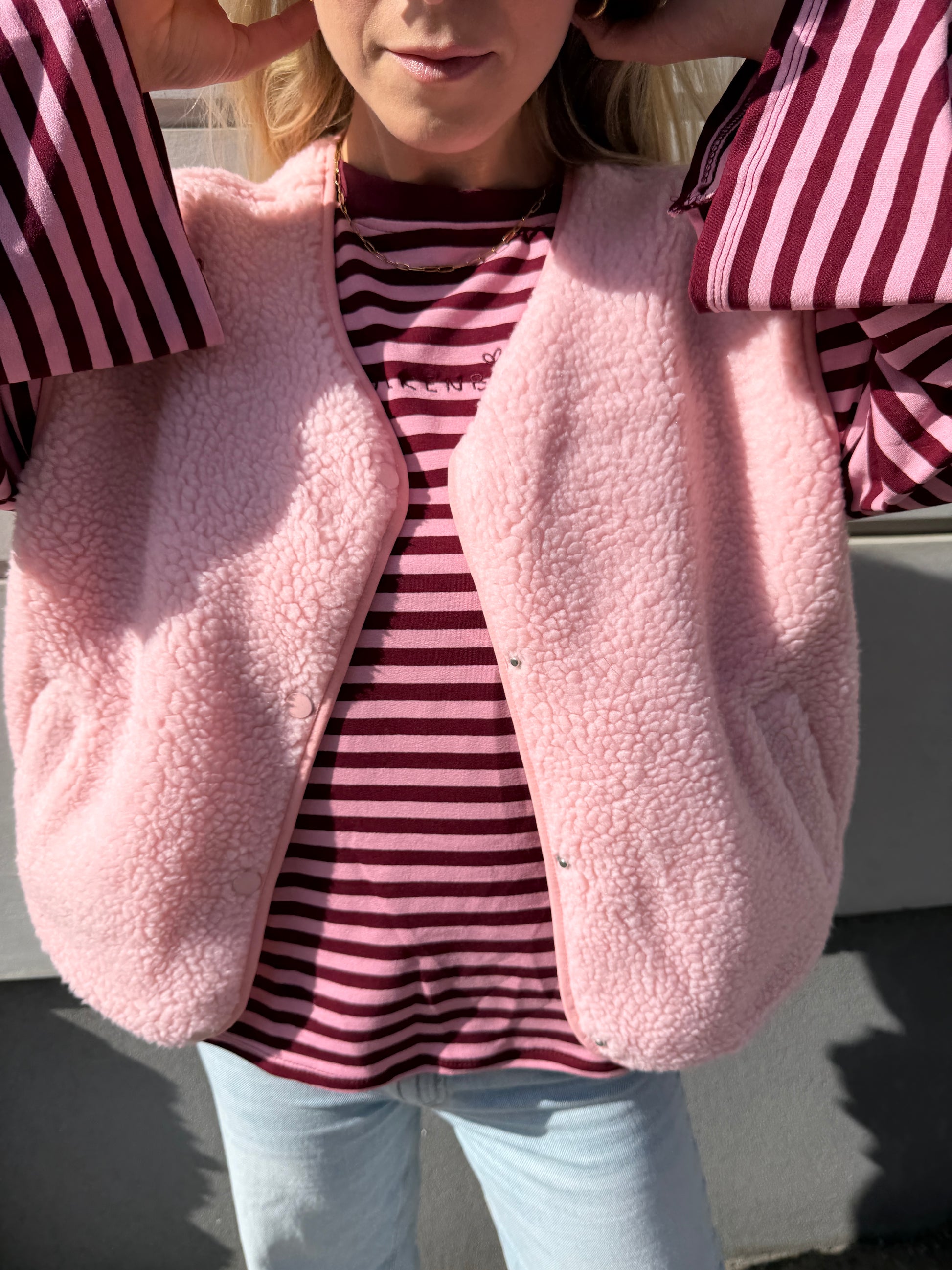 Oversized longsleeve stripes (burgundy / pink)