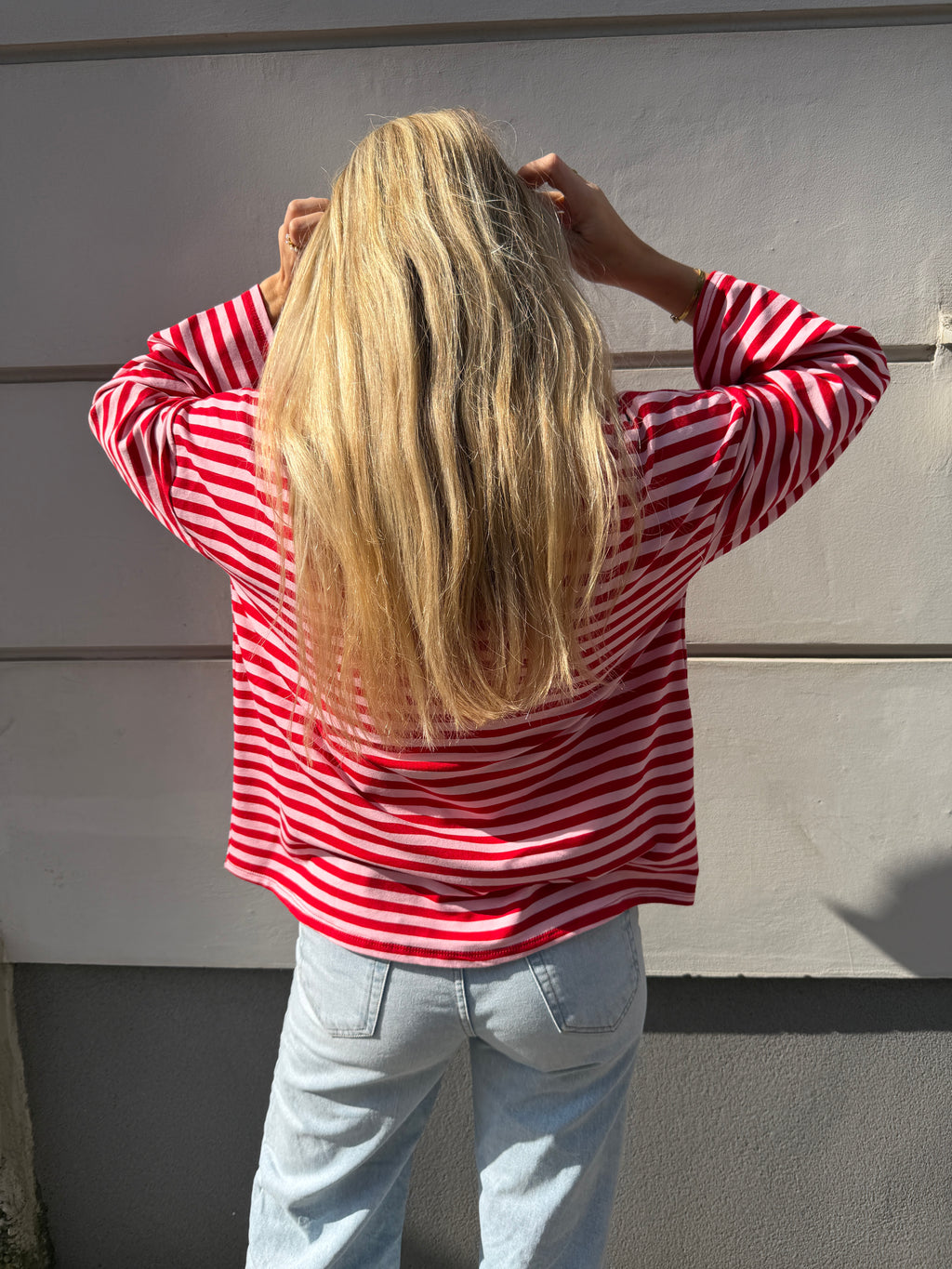 Oversized longsleeve stripes (red / pink)