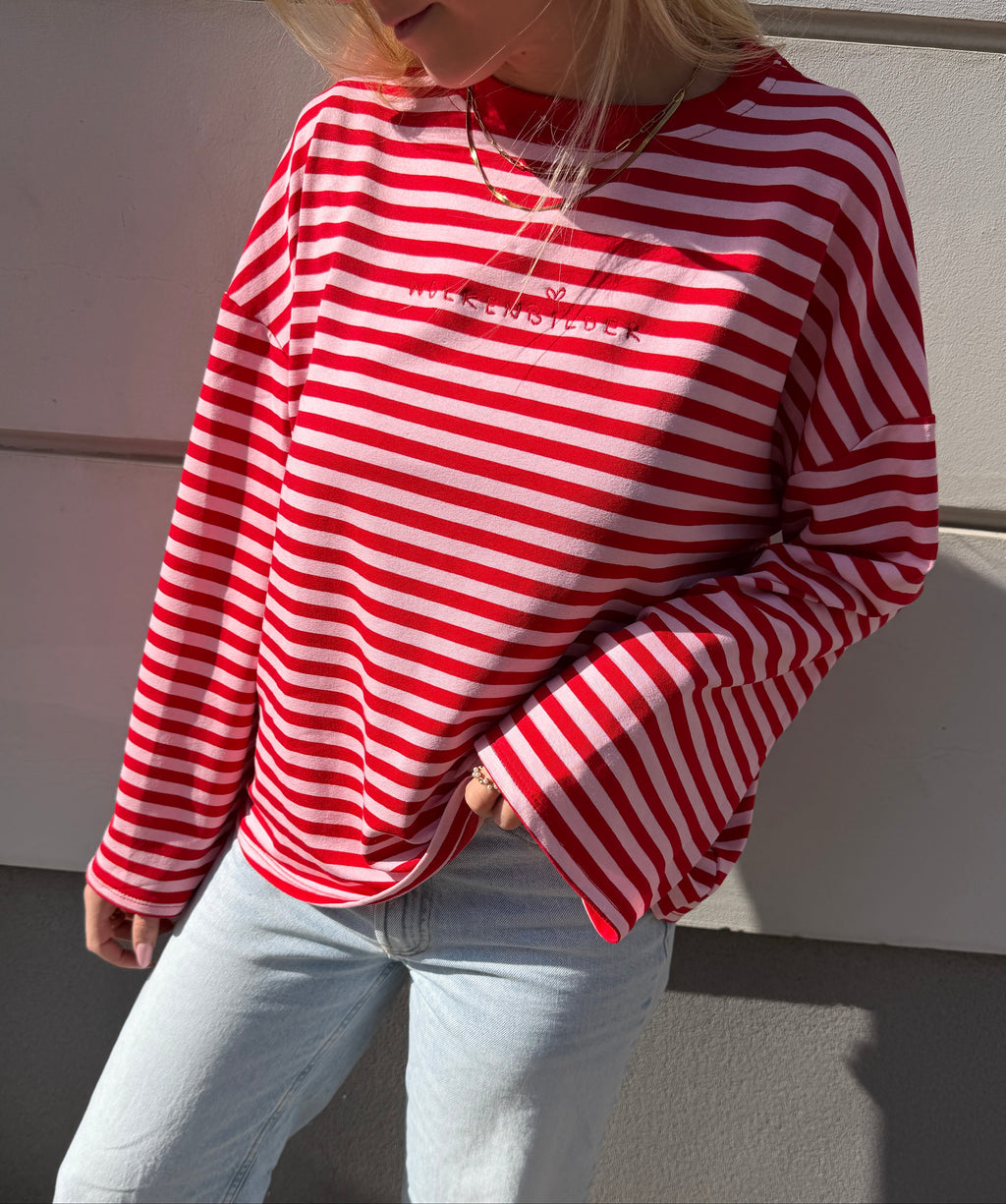 Oversized longsleeve stripes (red / pink)