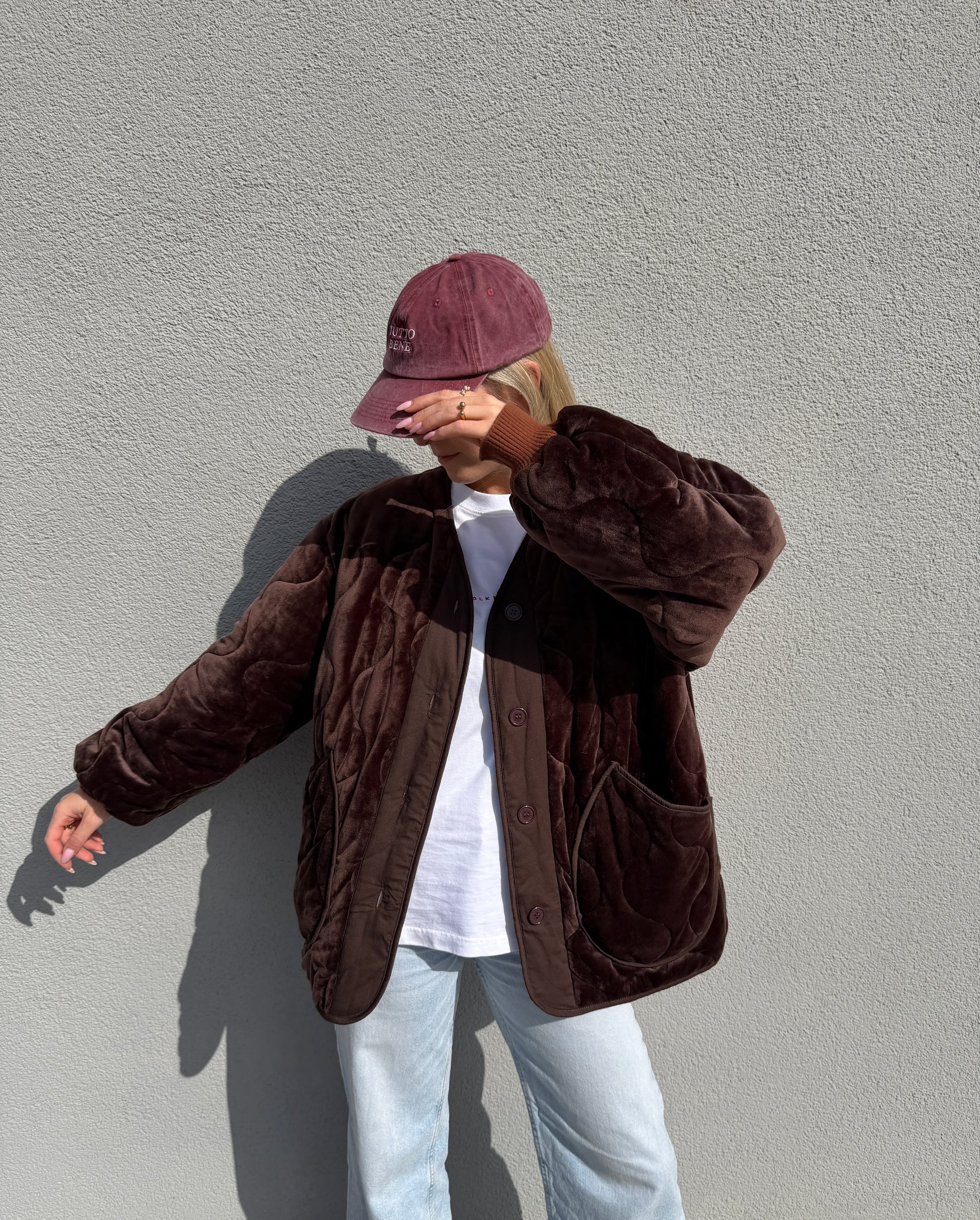 Steppjacke / Bomberjacke in Samtoptik