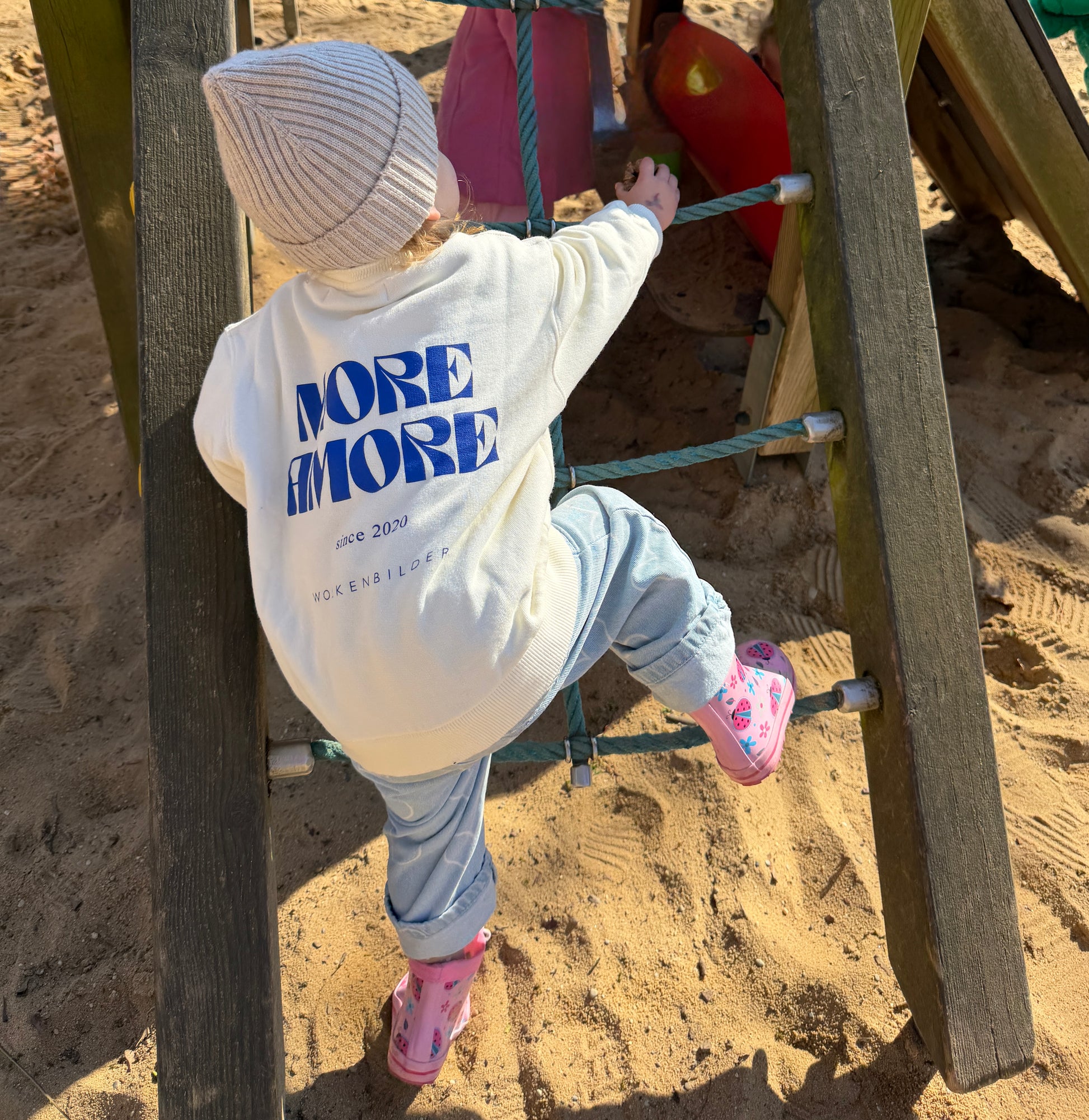 Kids Sweater "More Amore" creme / blue