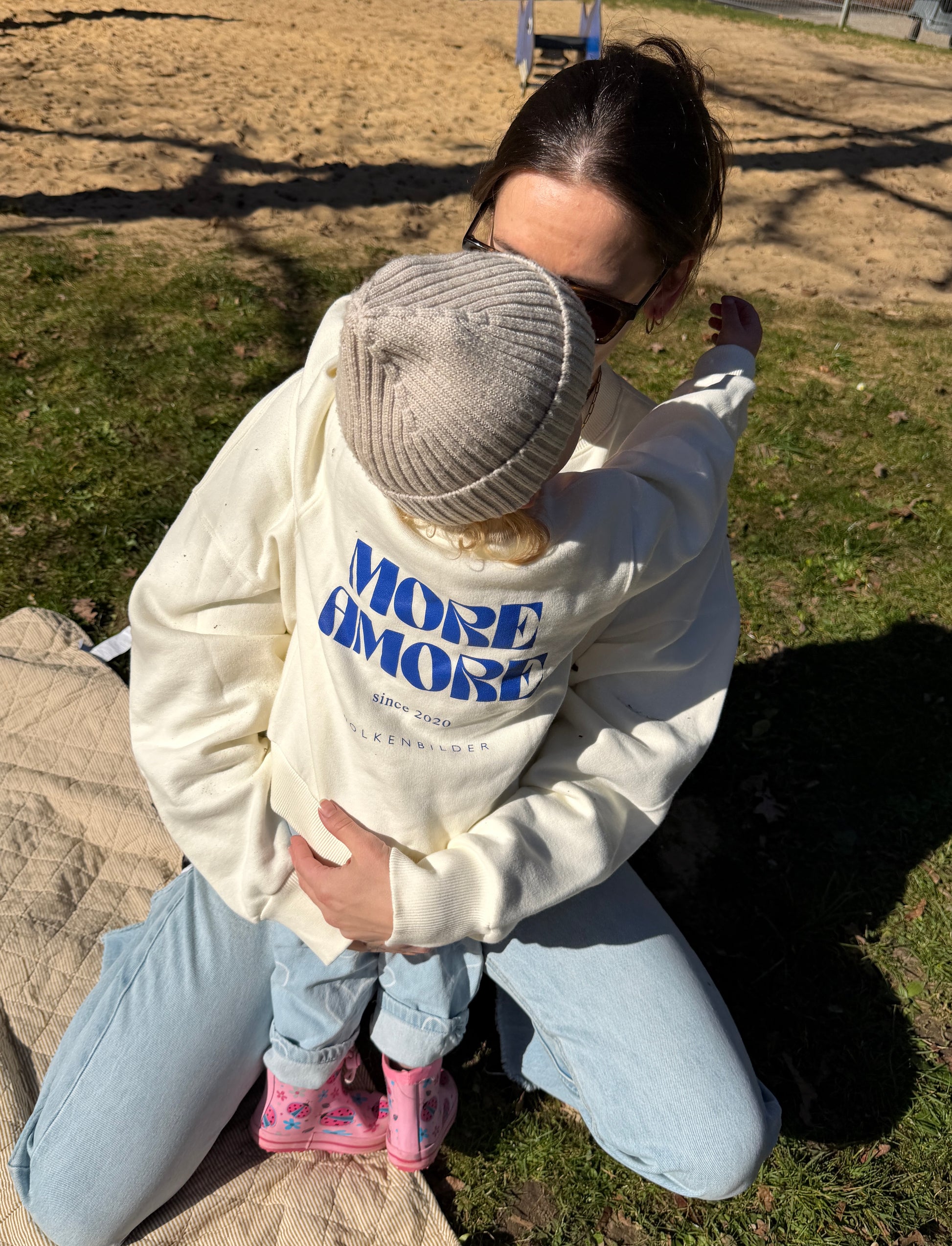 Kids Sweater "More Amore" creme / blue