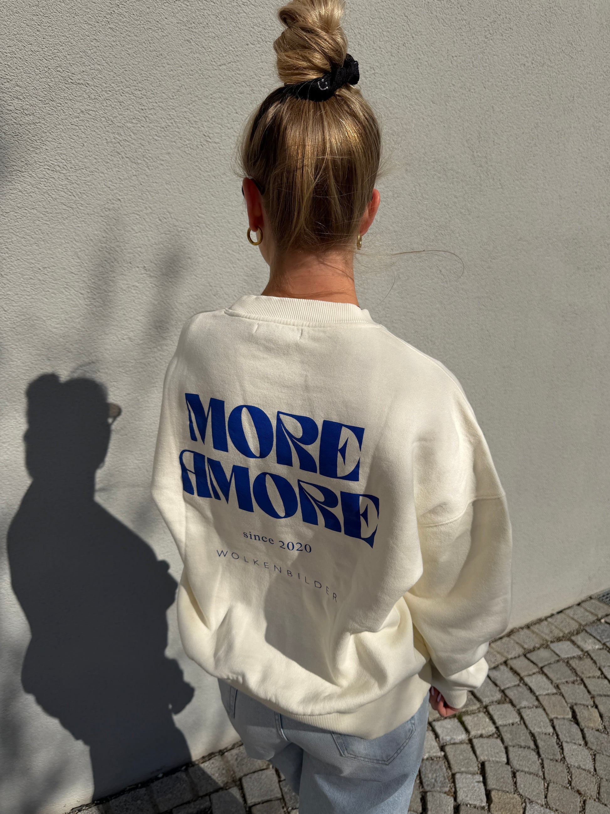 Sweater "More Amore" creme / blue