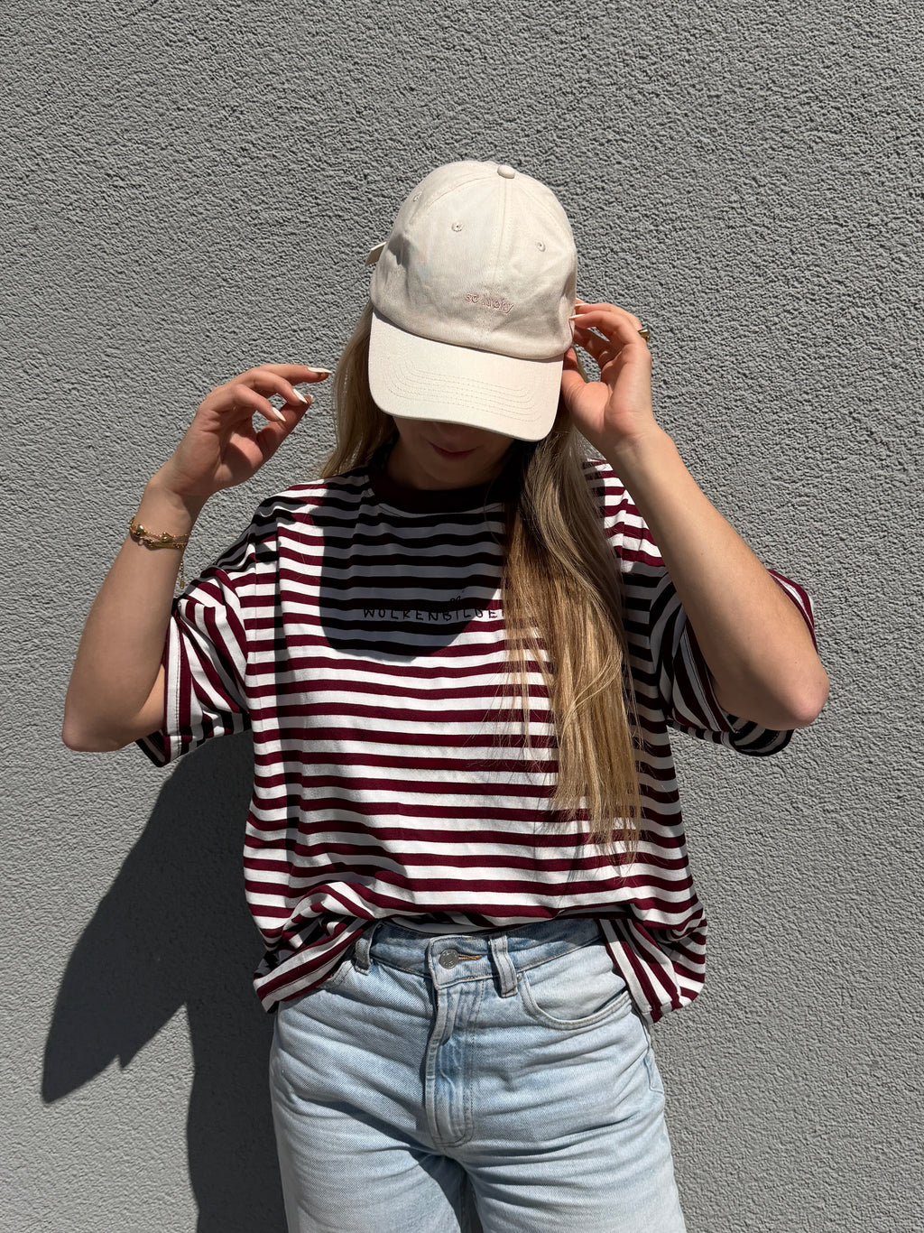 Oversized Shortsleeve stripes (bordeaux / white)
