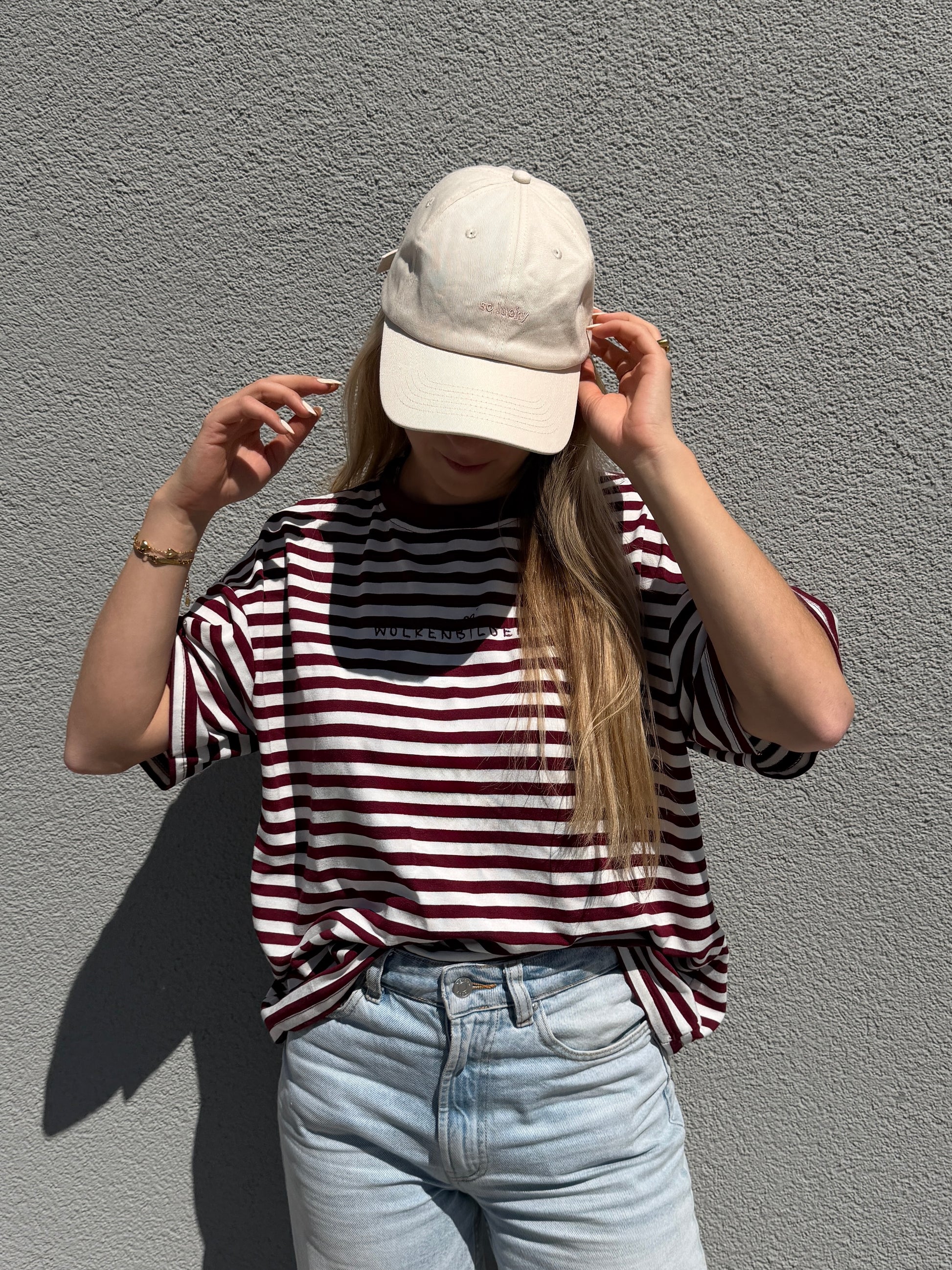 Oversized Shortsleeve stripes (bordeaux / white)