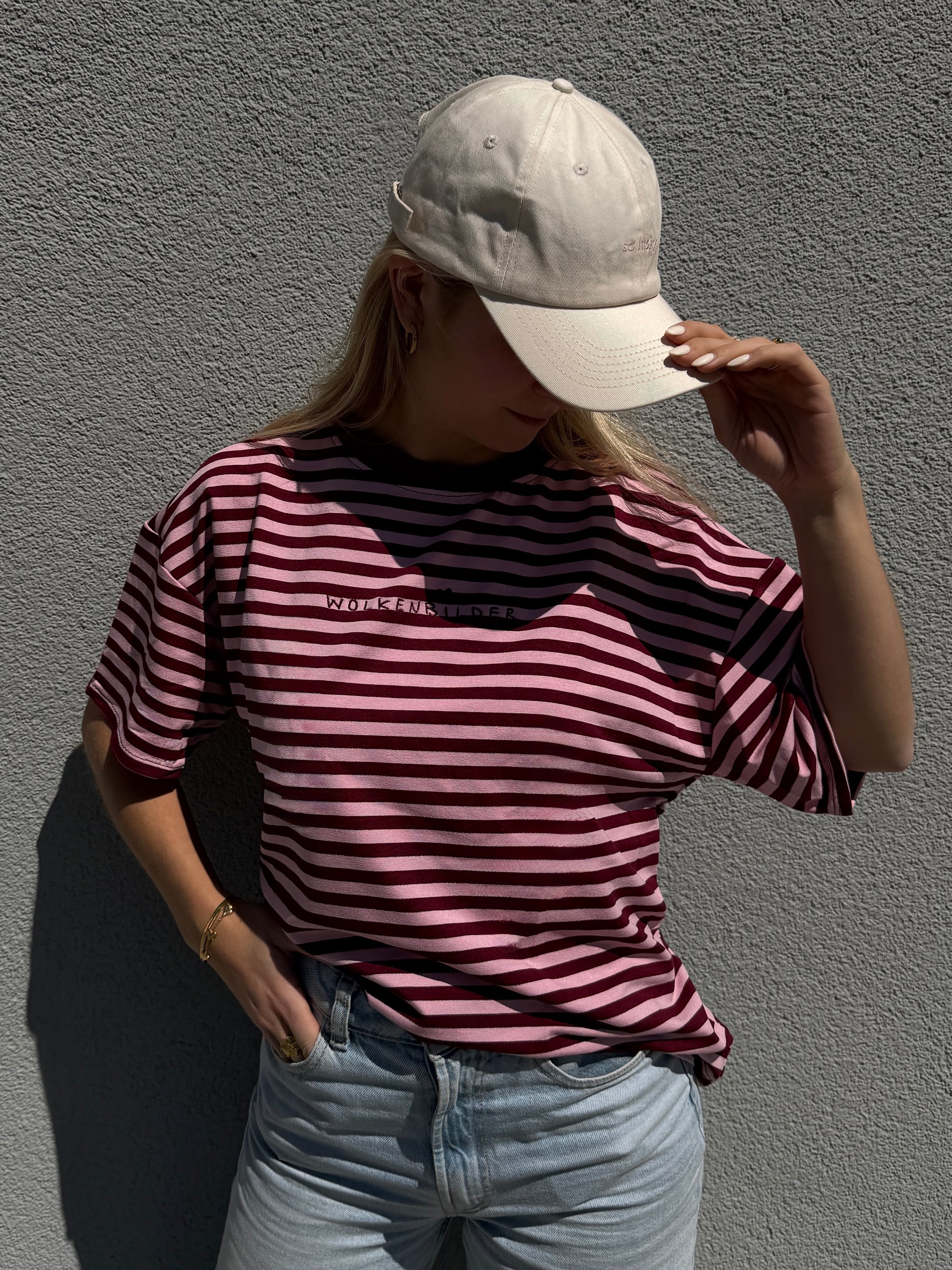 Oversized Shortsleeve stripes (burgundy / pink)
