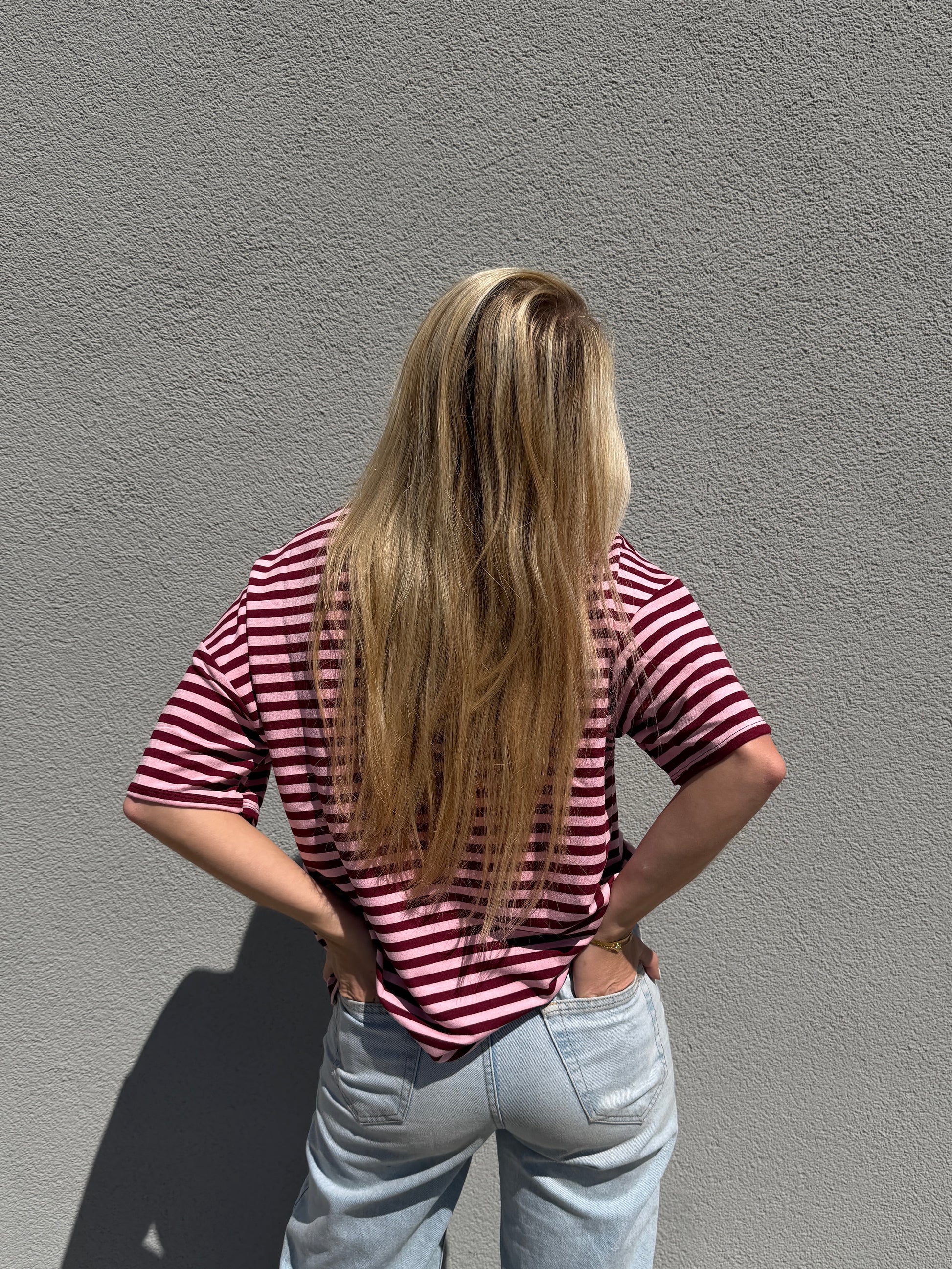 Oversized Shortsleeve stripes (burgundy / pink)