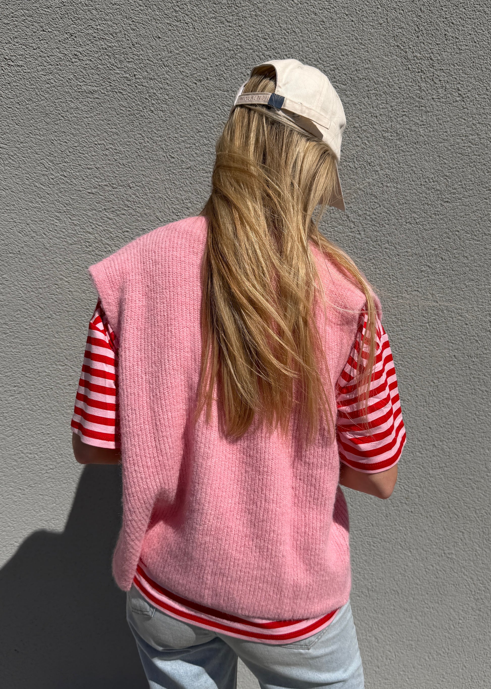 Sommerstrickweste - Rot/Rosa