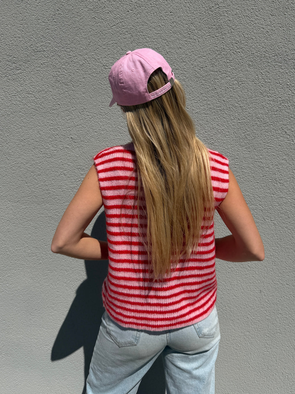 Sommerstrickweste - Rot/Rosa