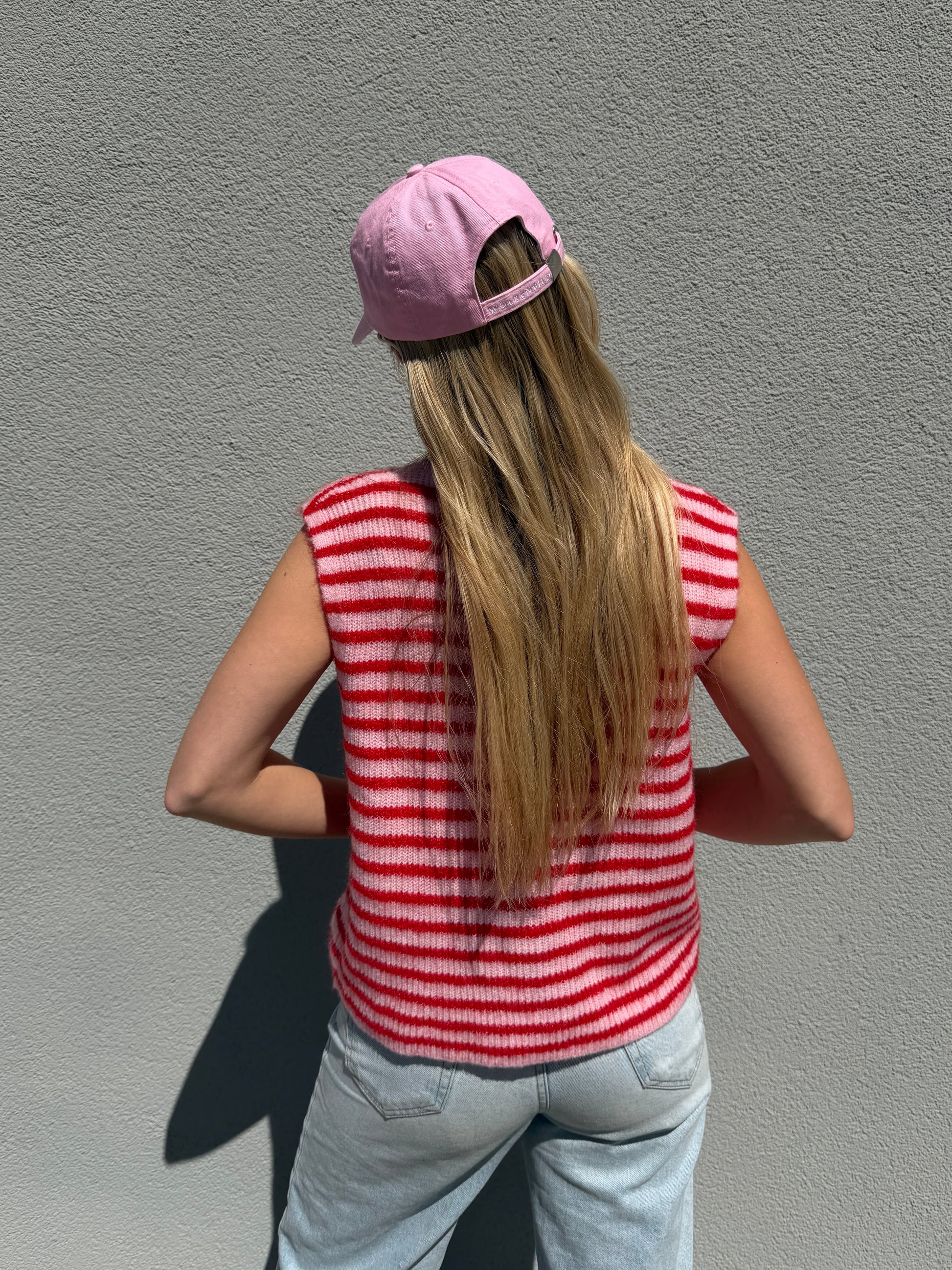 Sommerstrickweste - Rot/Rosa