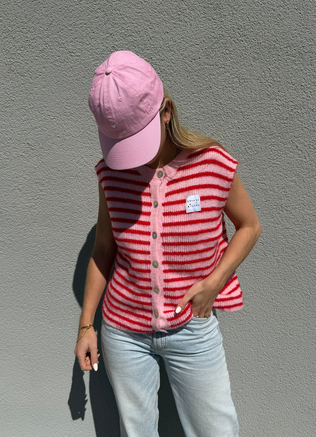 Sommerstrickweste - Rot/Rosa
