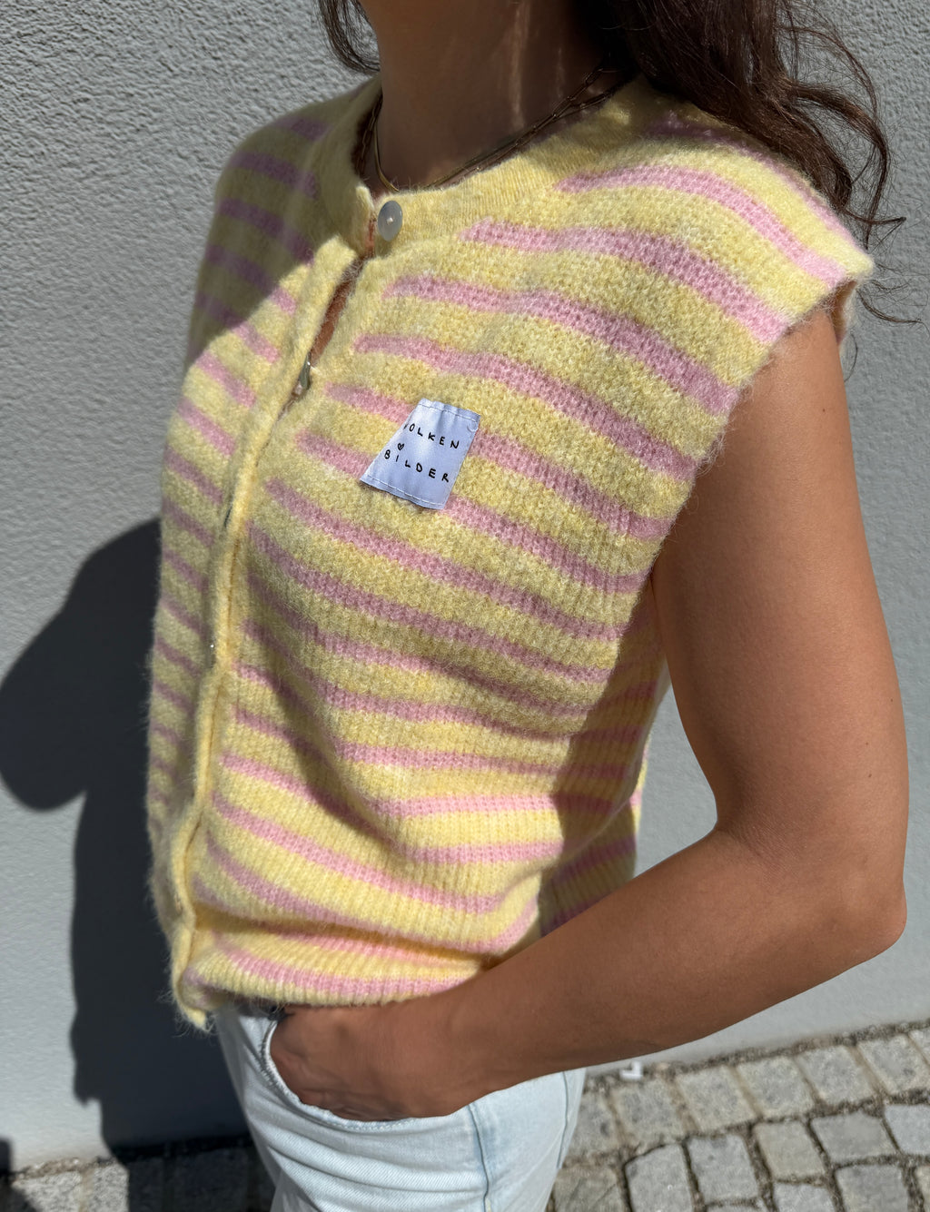 Sommerstrickweste - Gelb/Rosa