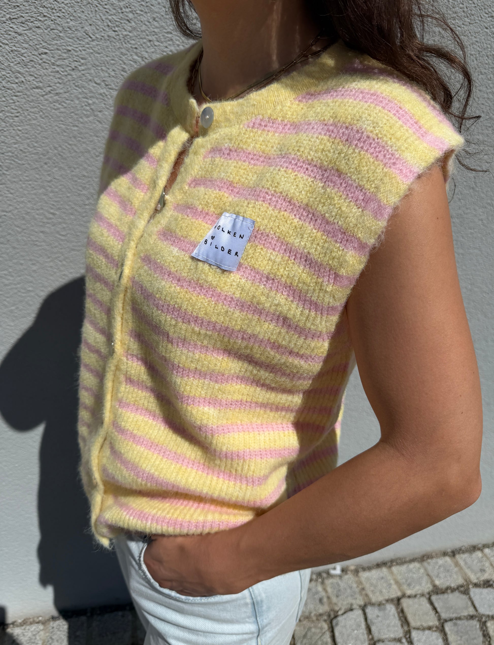 Sommerstrickweste - Gelb/Rosa