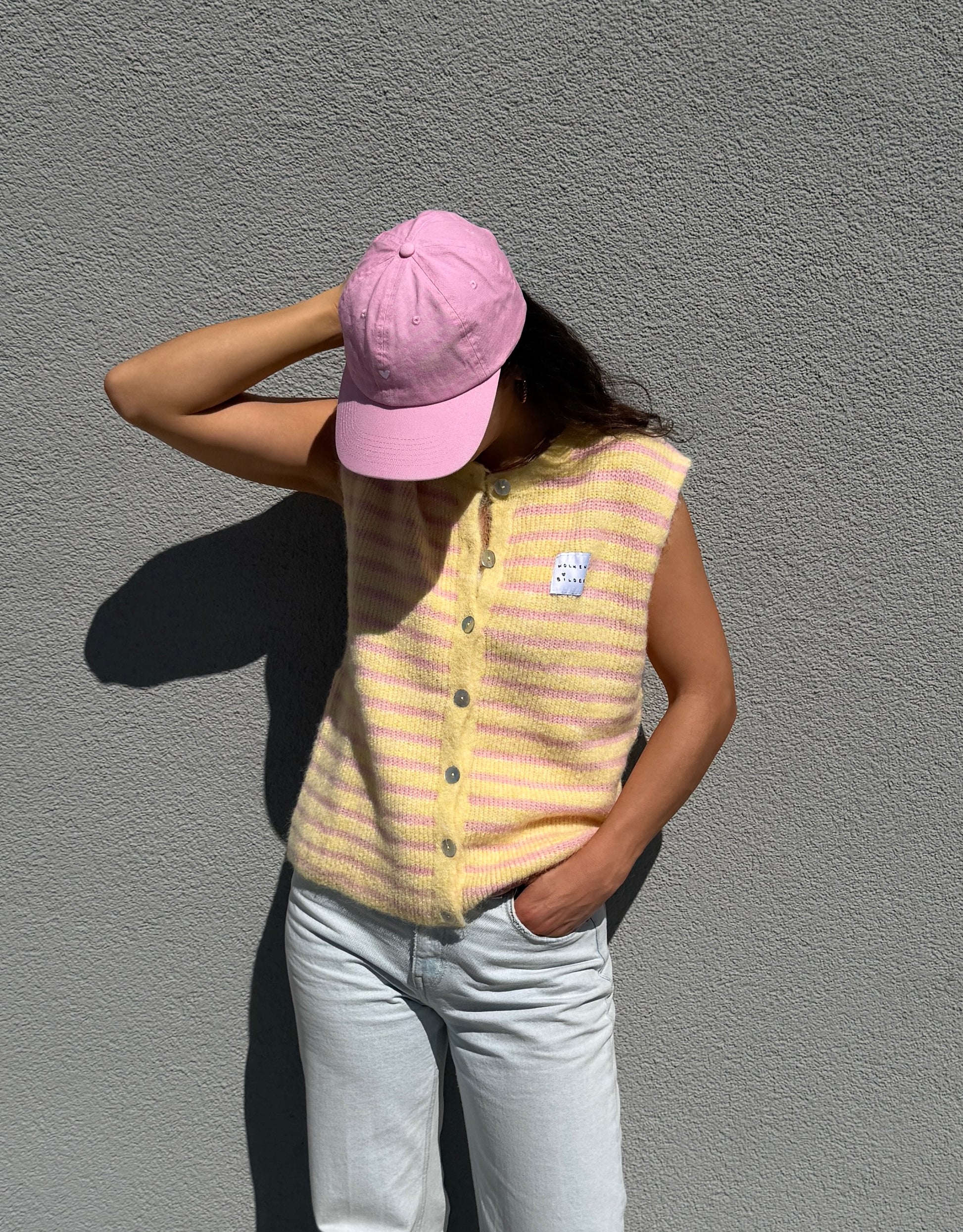 Sommerstrickweste - Gelb/Rosa