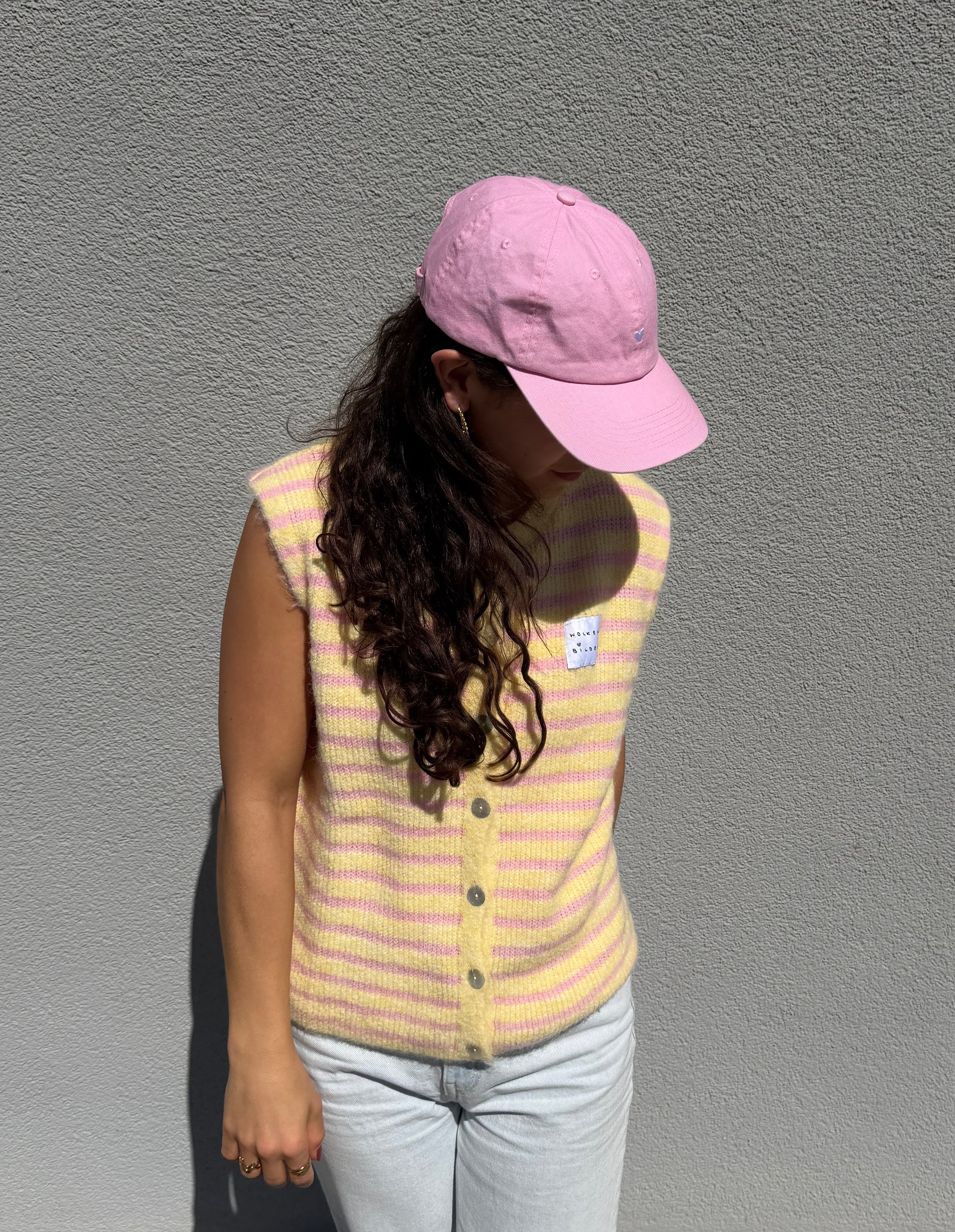 Sommerstrickweste - Gelb/Rosa