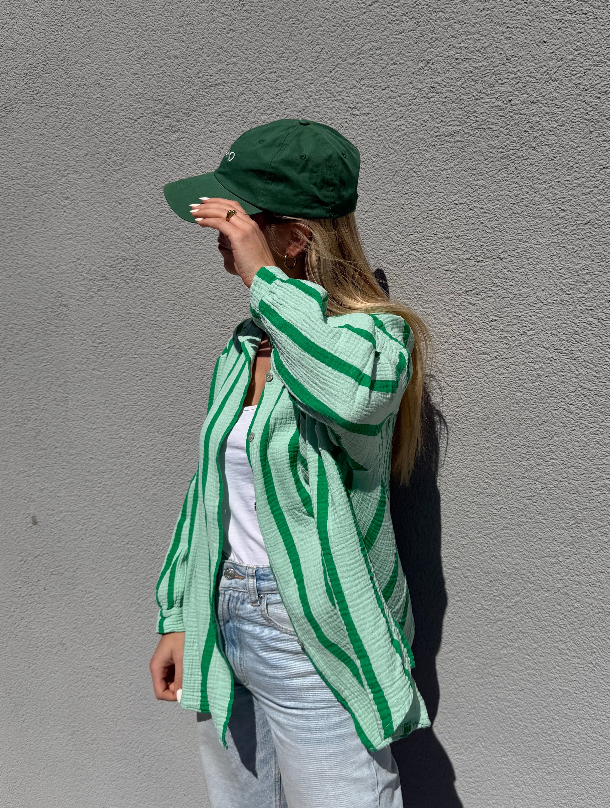 Oversized Bluse mit Streifen - Grün/Grün