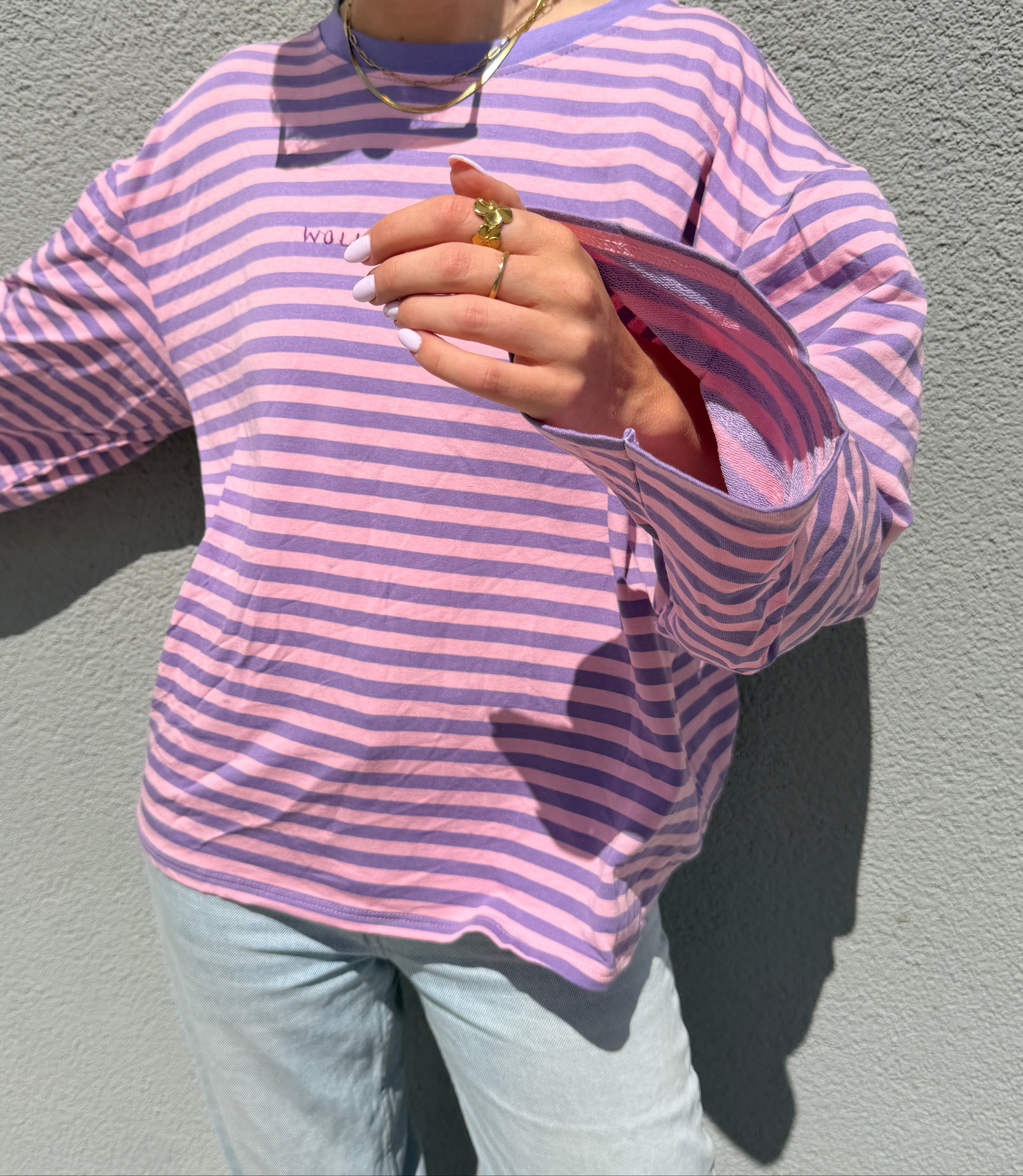 Oversized longsleeve stripes (pink/violett)