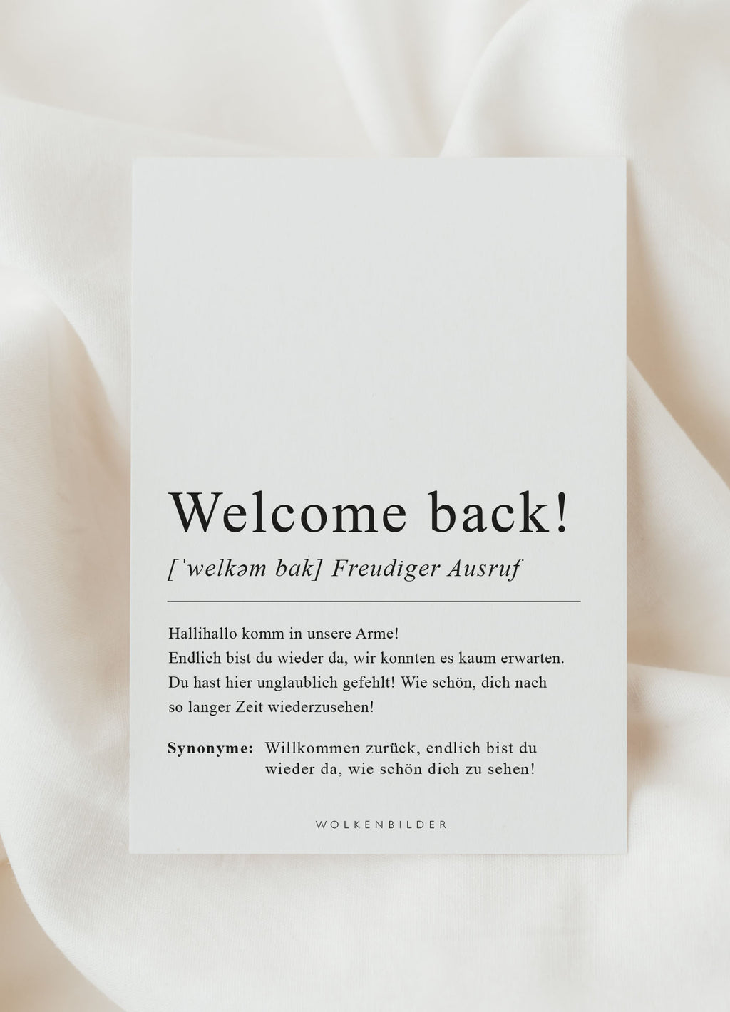 Postkarte No. 213 "WELCOME BACK!"