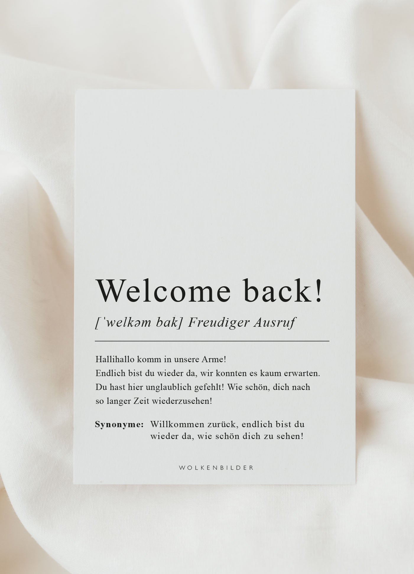 Postkarte No. 213 "WELCOME BACK!"