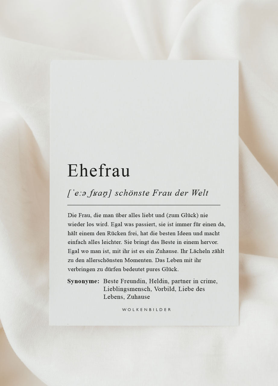 Postkarte No. 270 Definition Ehefrau