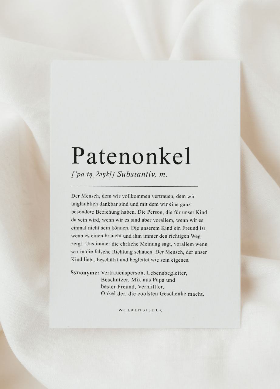 Postkarte No. 122 "PATENONKEL DEFINITION"