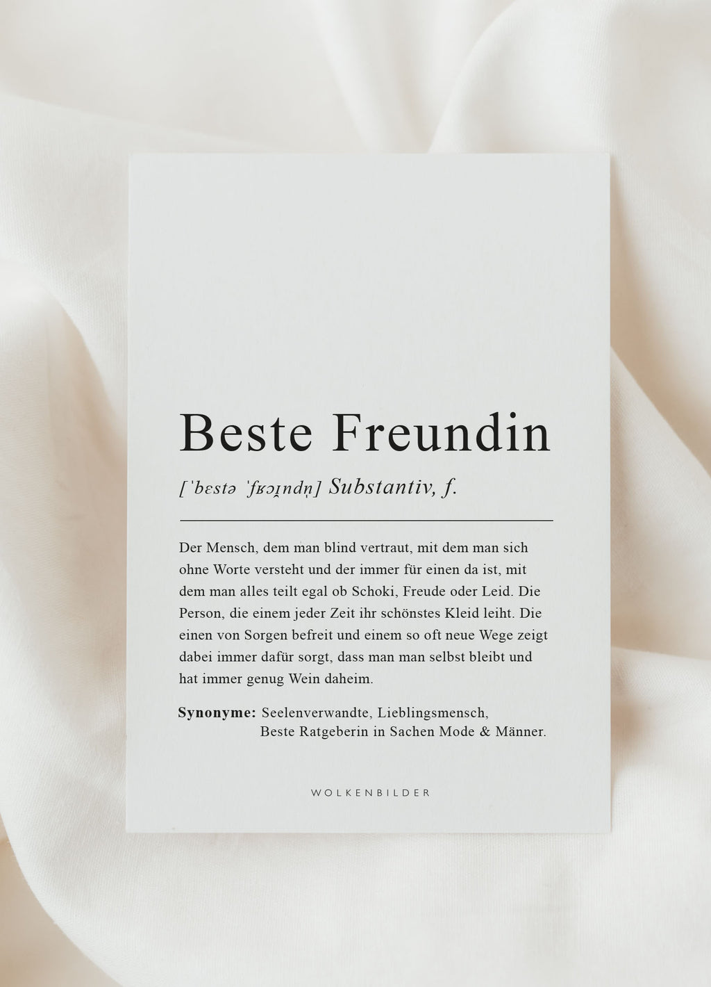 Postkarte No. 123 "BESTE FREUNDIN DEFINITION"