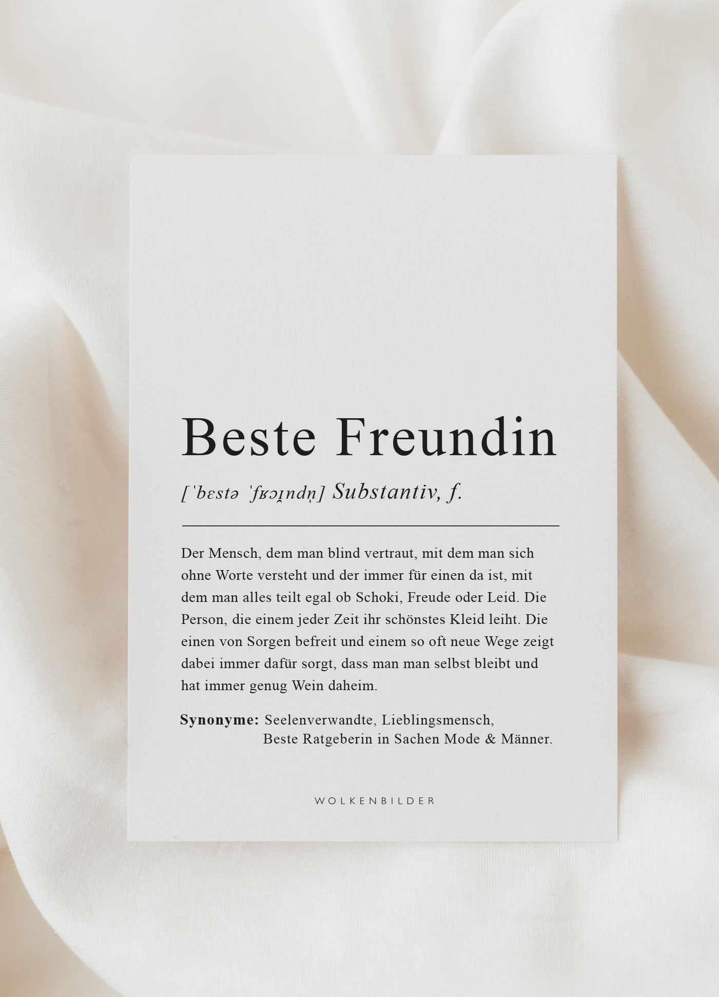 Postkarte No. 123 "BESTE FREUNDIN DEFINITION"