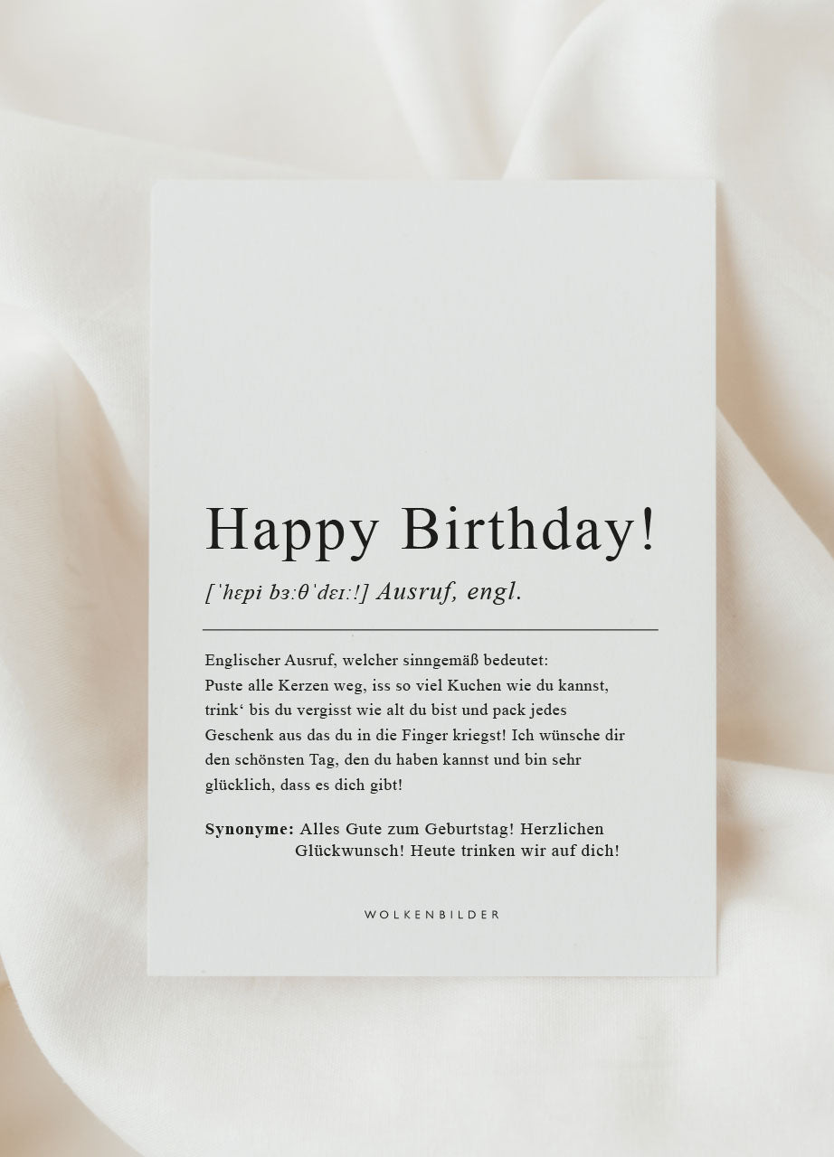 Postkarte No. 125 "HAPPY BIRTHDAY DEFINITION"