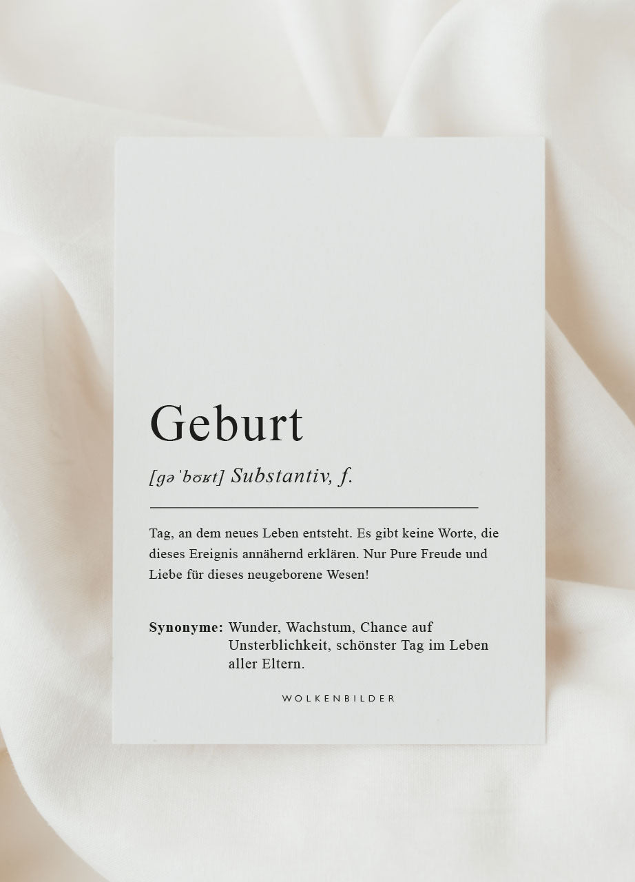 Postkarte No. 126 "GEBURT DEFINITION"