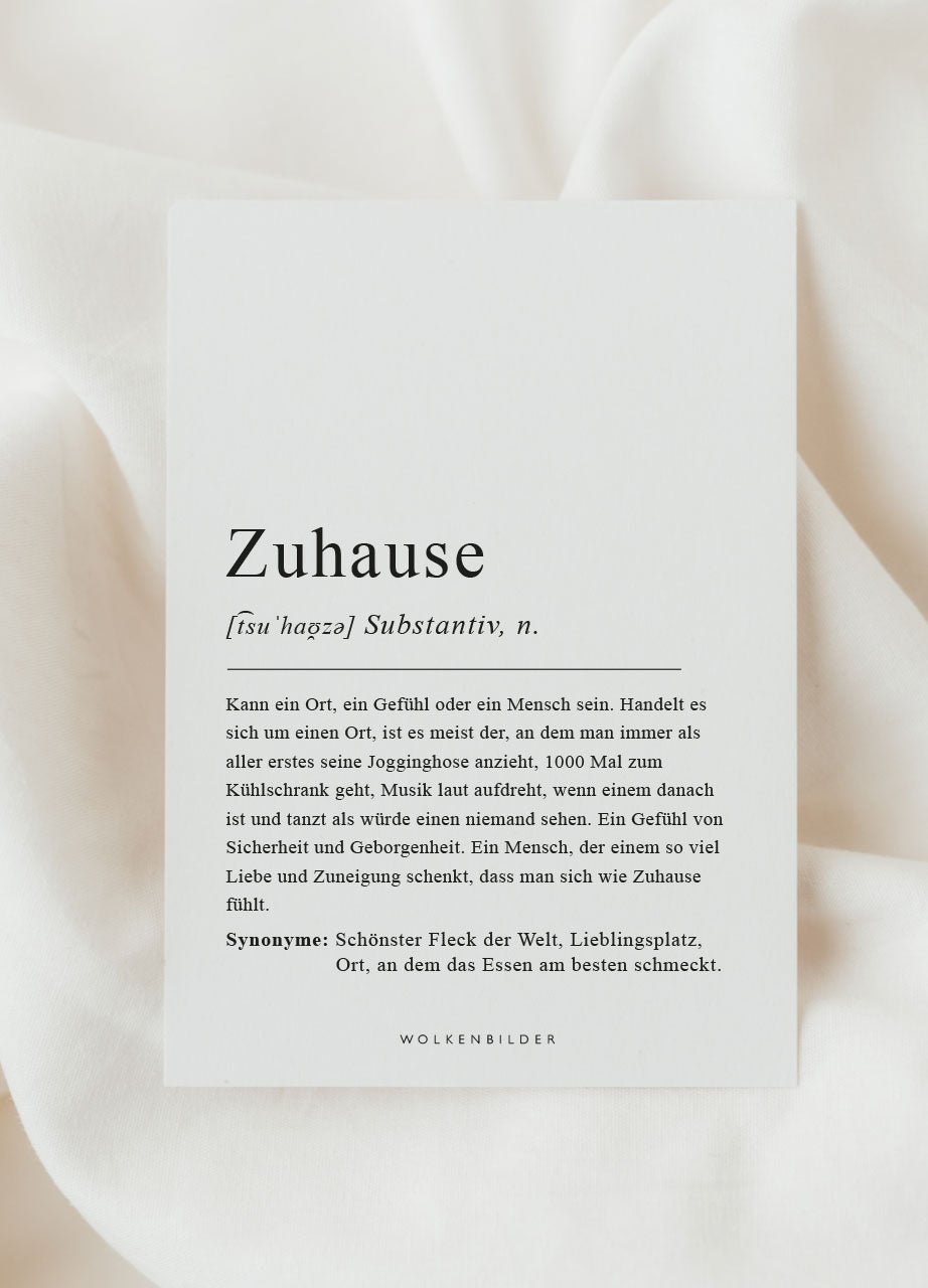 Postkarte No. 132 "ZUHAUSE DEFINITION"