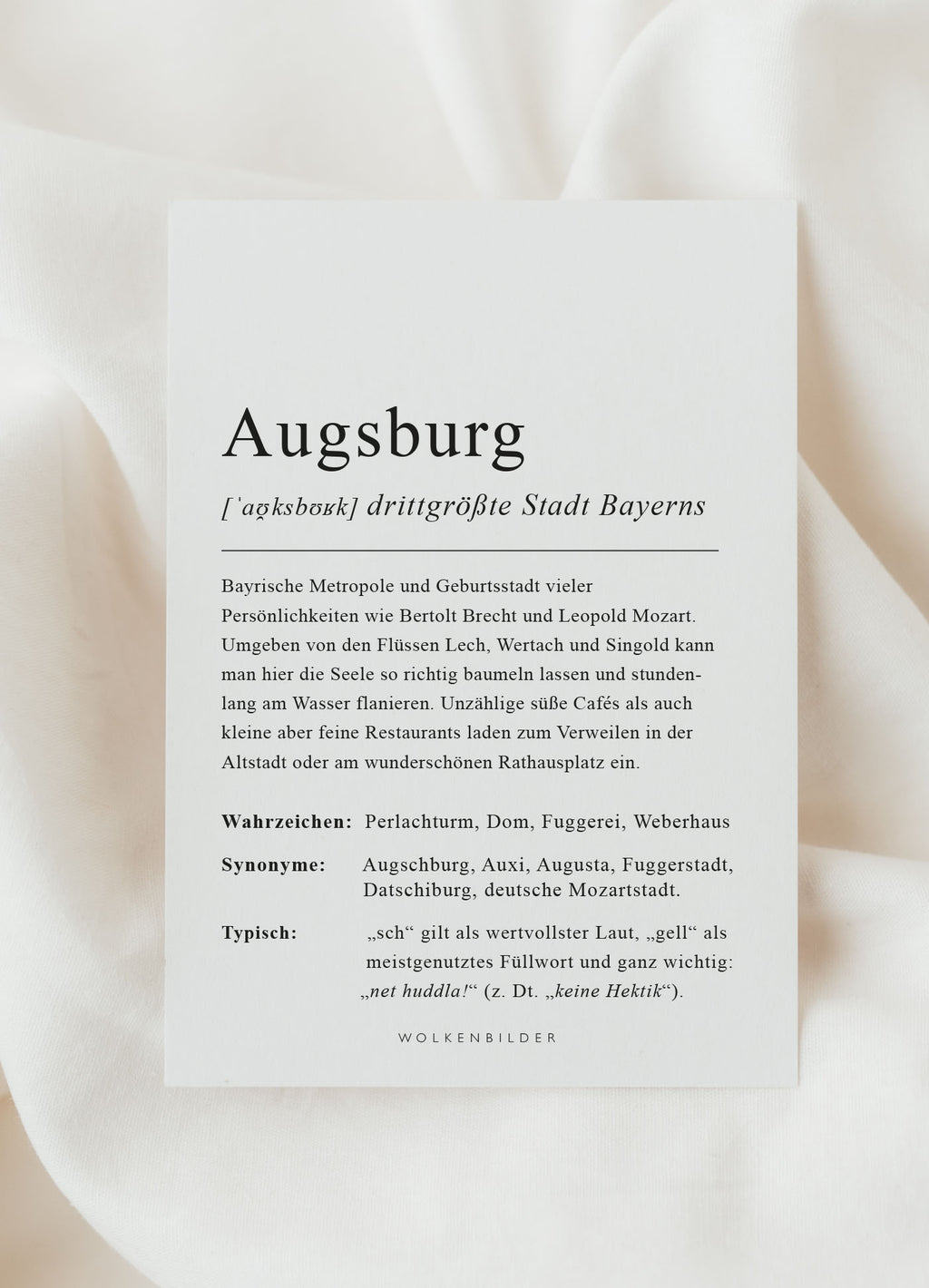 Postkarte No. 133 "AUGSBURG DEFINITION"