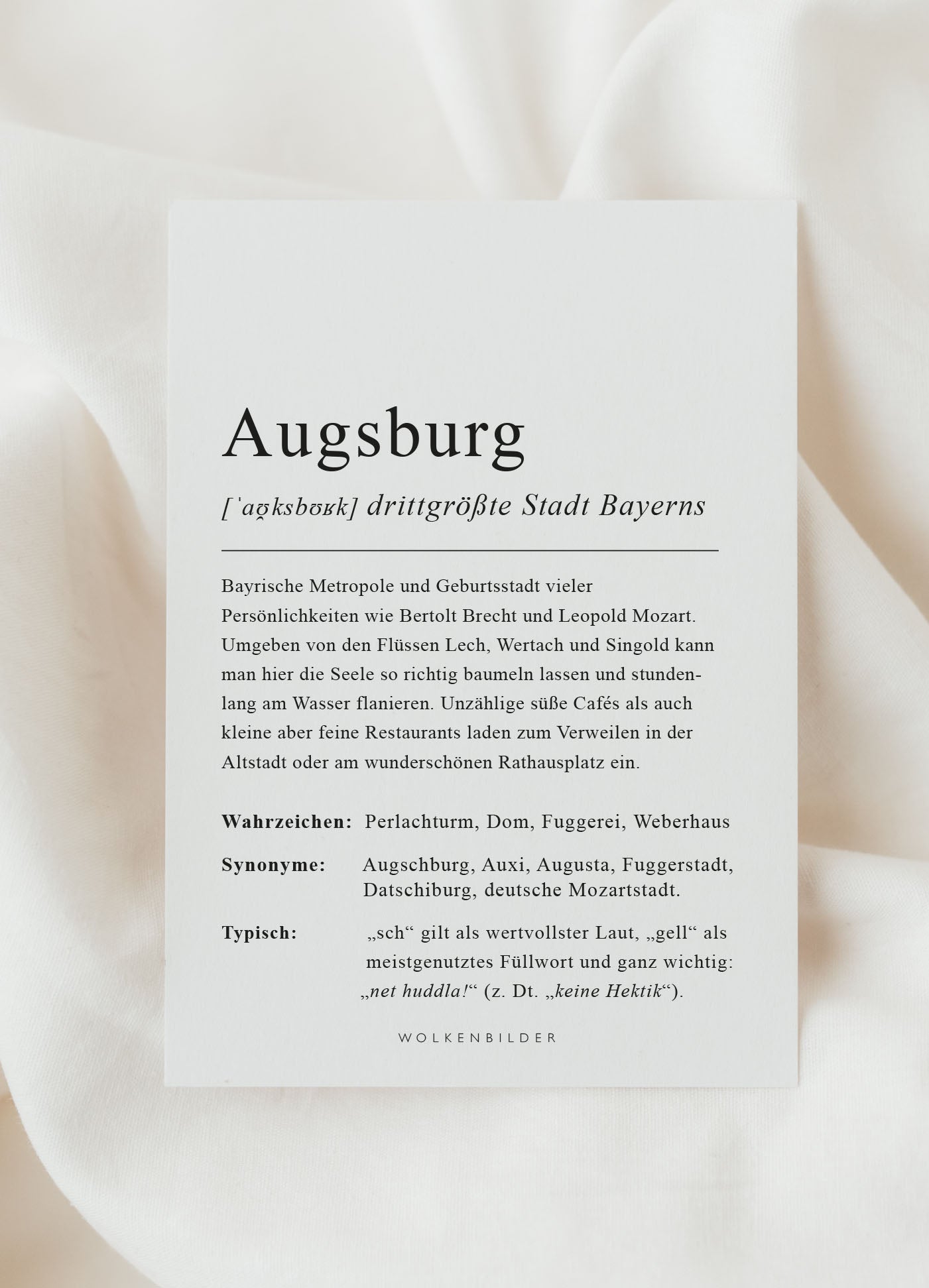 Postkarte No. 133 "AUGSBURG DEFINITION"