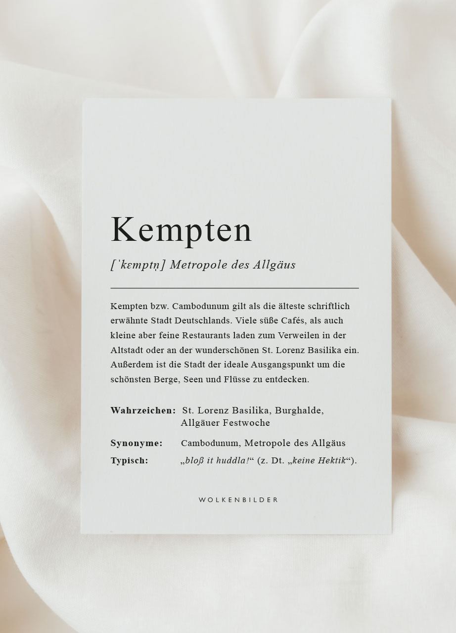 Postkarte No. 144 "KEMPTEN DEFINITION"