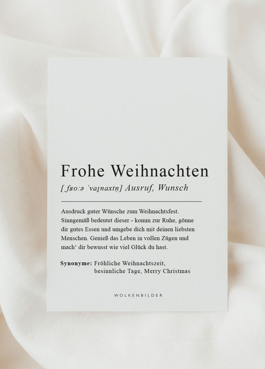 Postkarte No. 162 "FROHE WEIHNACHTEN DEFINITION"