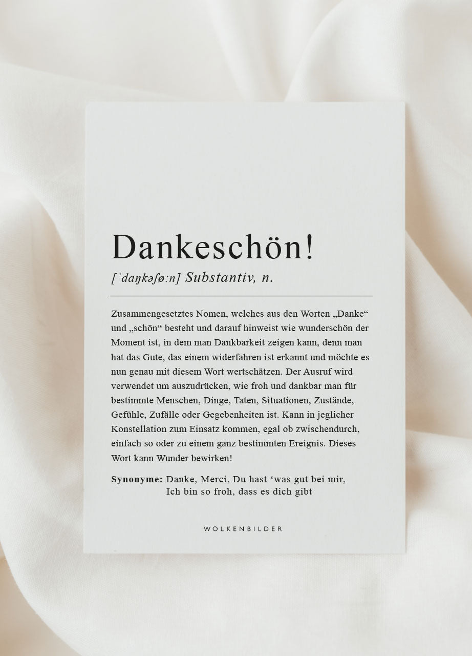 Postkarte No. 174 "DANKESCHÖN DEFINITION"
