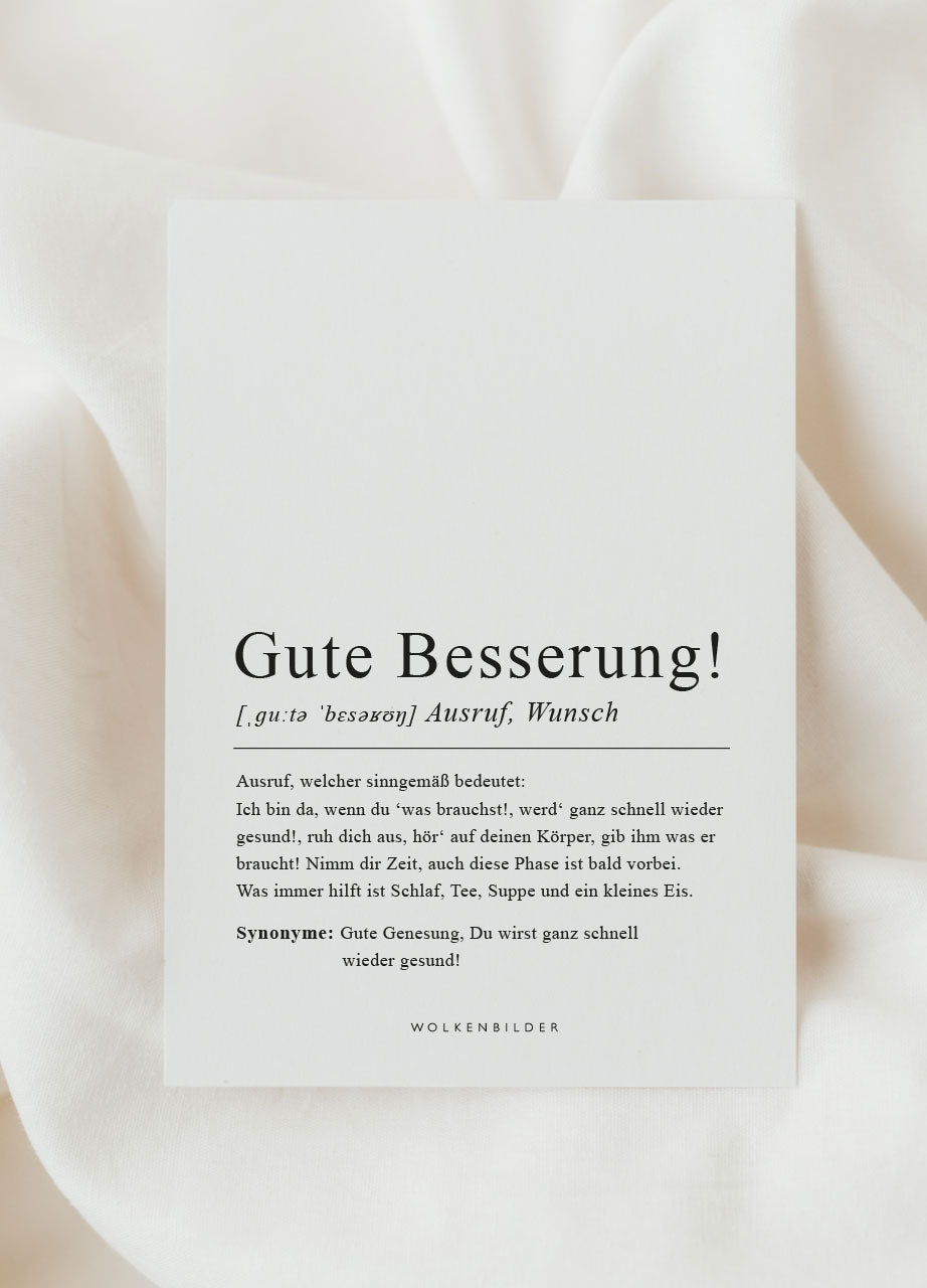 Postkarte No. 175 "GUTE BESSERUNG DEFINITION"