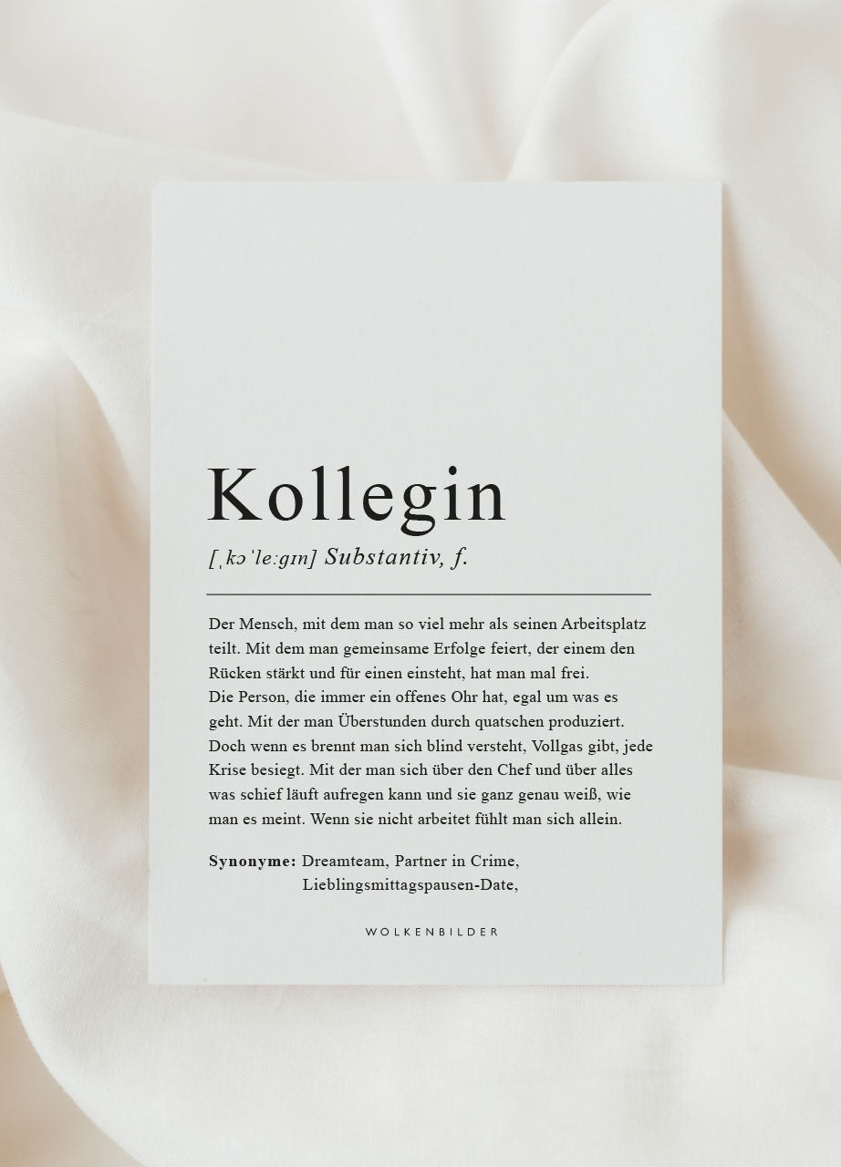 Postkarte No. 177 "KOLLEGIN DEFINITION"