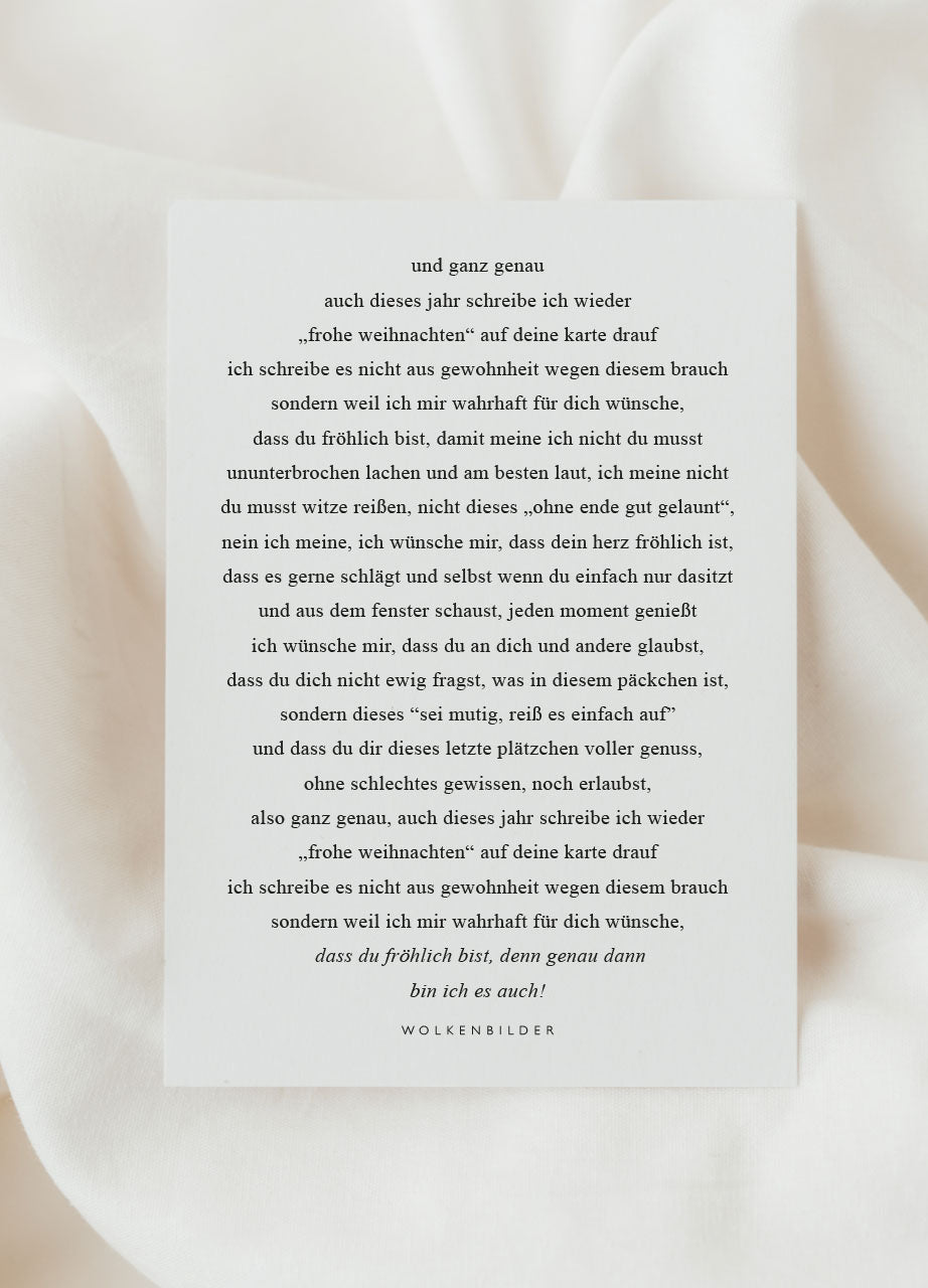 Postkarte No. 178 "FROHE WEIHNACHTEN, DASS DU FRÖHLICH BIST"